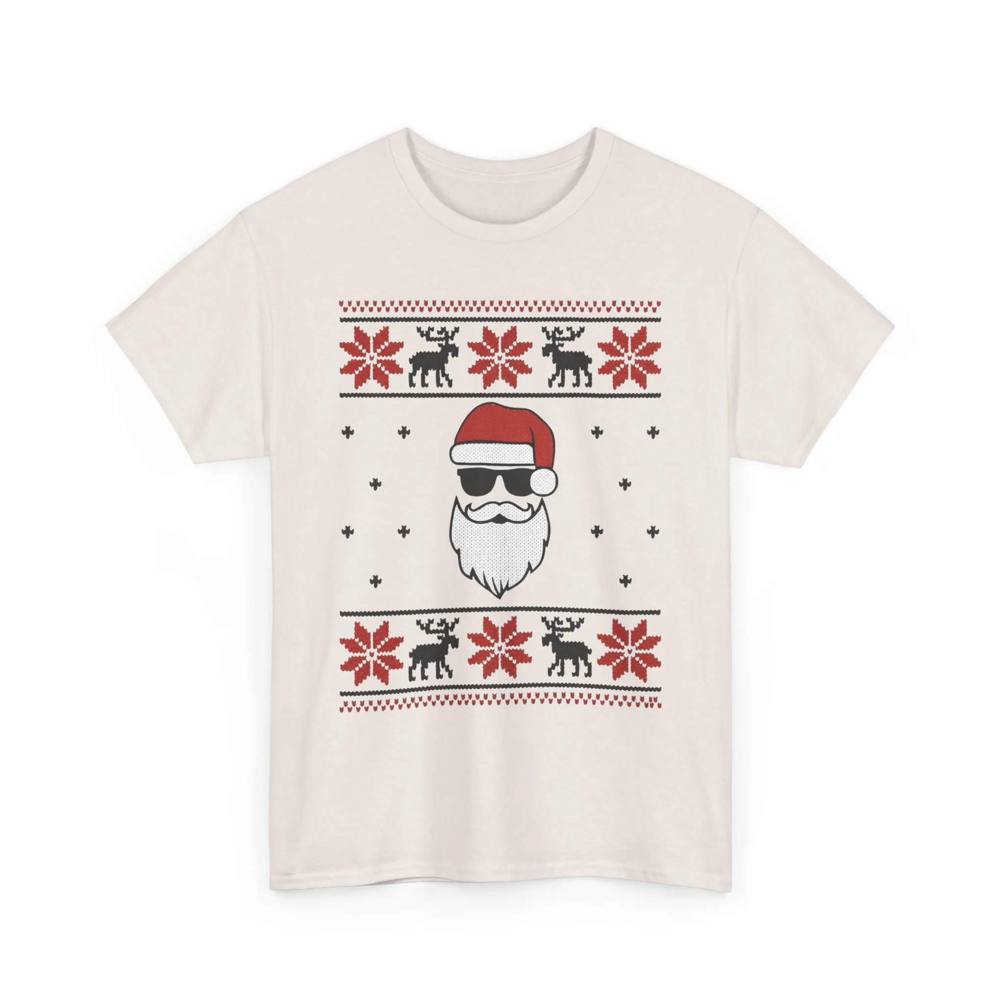 Cool Santa Men's T-Shirt, Funny Christmas Tee, Retro Knit Pattern Holiday Shirt - Image 7