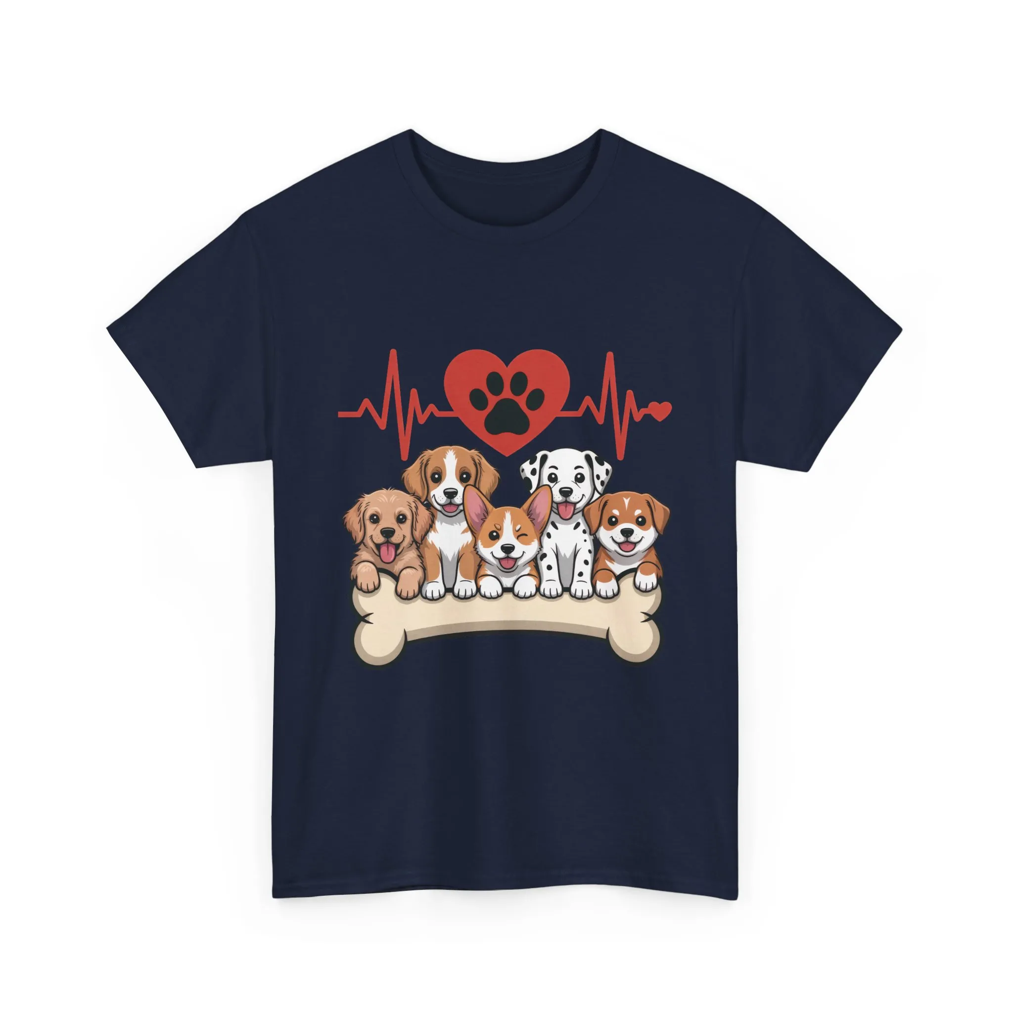 Cute Puppy Heartbeat Women's T-Shirt, Dog Lover Gift, Paw Print Heart Graphic Tee - Image 16