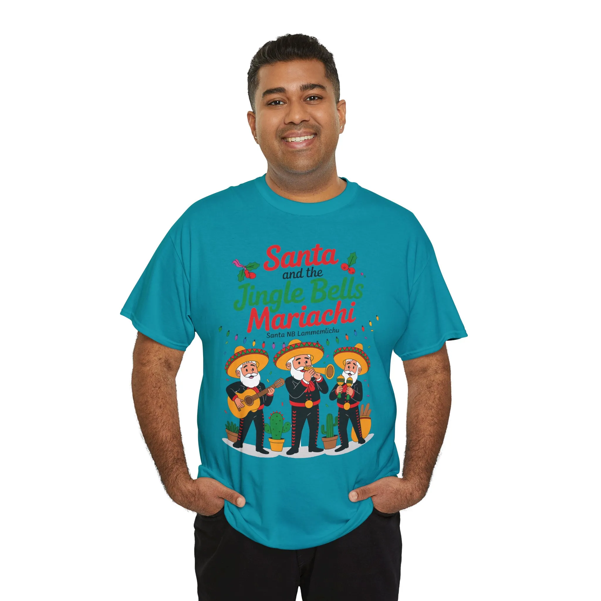 Santa and the Jingle Bells Mariachi, Funny Mexican Christmas T-Shirt, Latin Fiesta Holiday Tee, Navidad Humor Shirt - Image 18