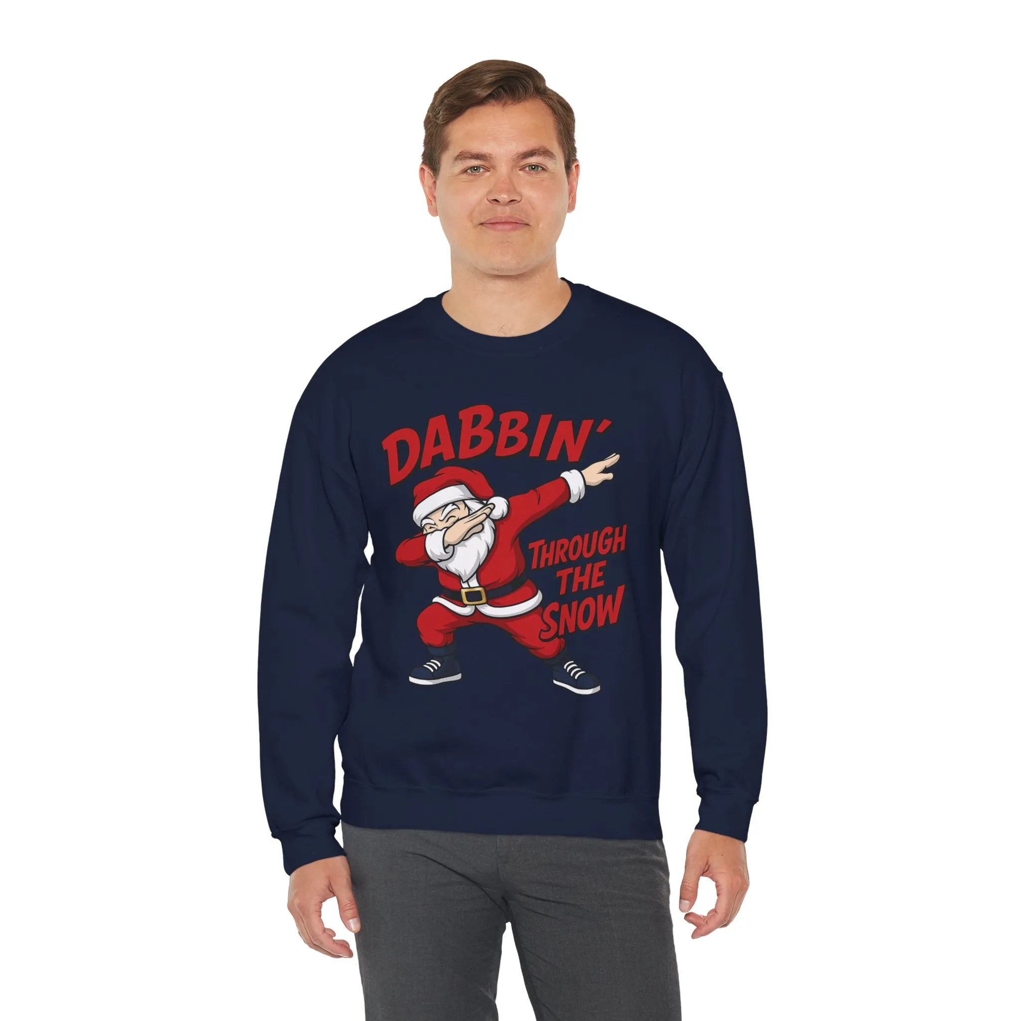 Dabbin Through The Snow Santa Men's Christmas Sweatshirt, Funny Holiday Jumper - Image 24