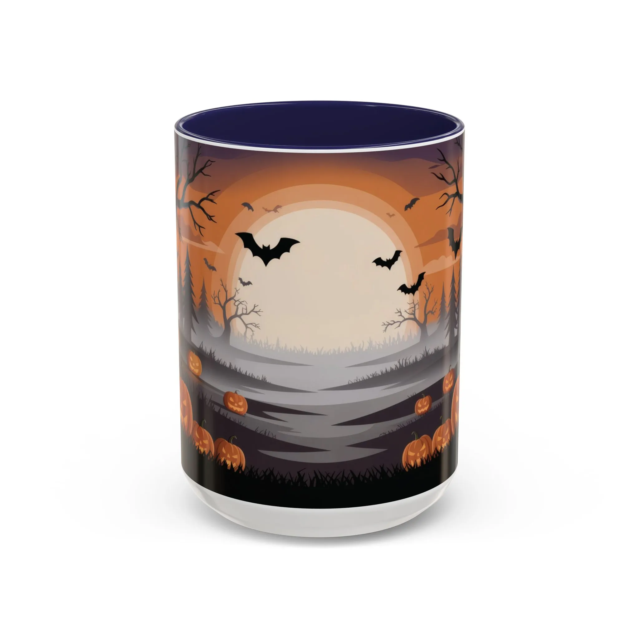 Halloween Pumpkin Forest Mug, Spooky Sunset Landscape Coffee Cup, Gothic Fall Gift for Her - Him, Accent Coffee Mug (11, 15oz) - Image 16