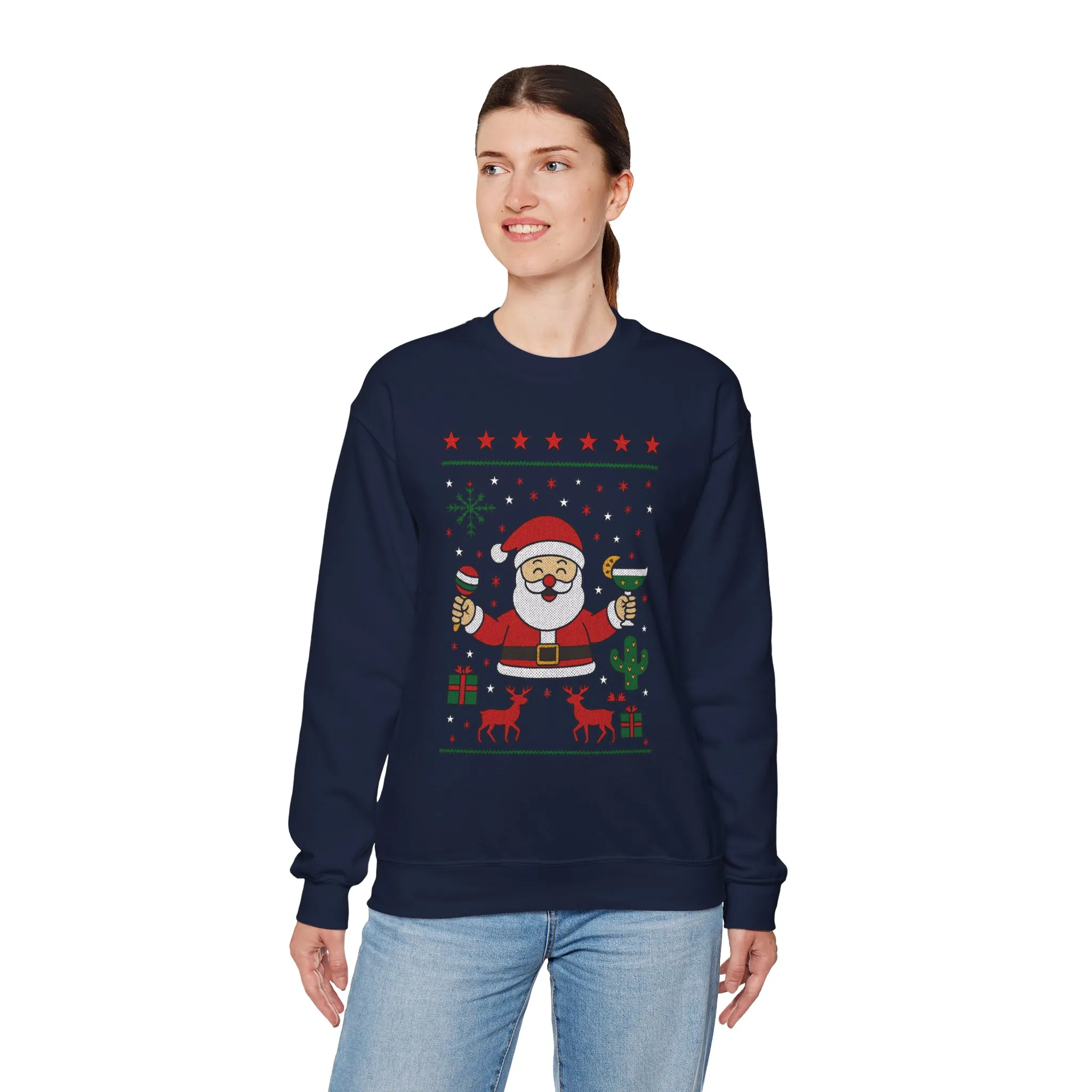 Funny Santa Women's Christmas Sweatshirt, Holiday Party Pullover - Image 15
