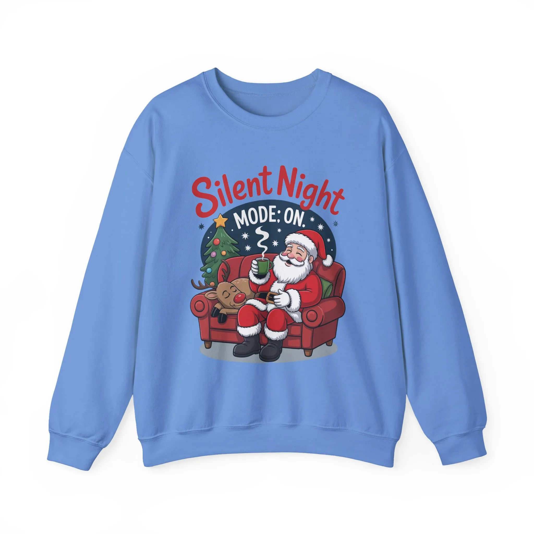 Silent Night Mode On Christmas Sweatshirt, Funny Relaxed Santa - Reindeer Sweater, Cozy Holiday Jumper for Women - Image 16
