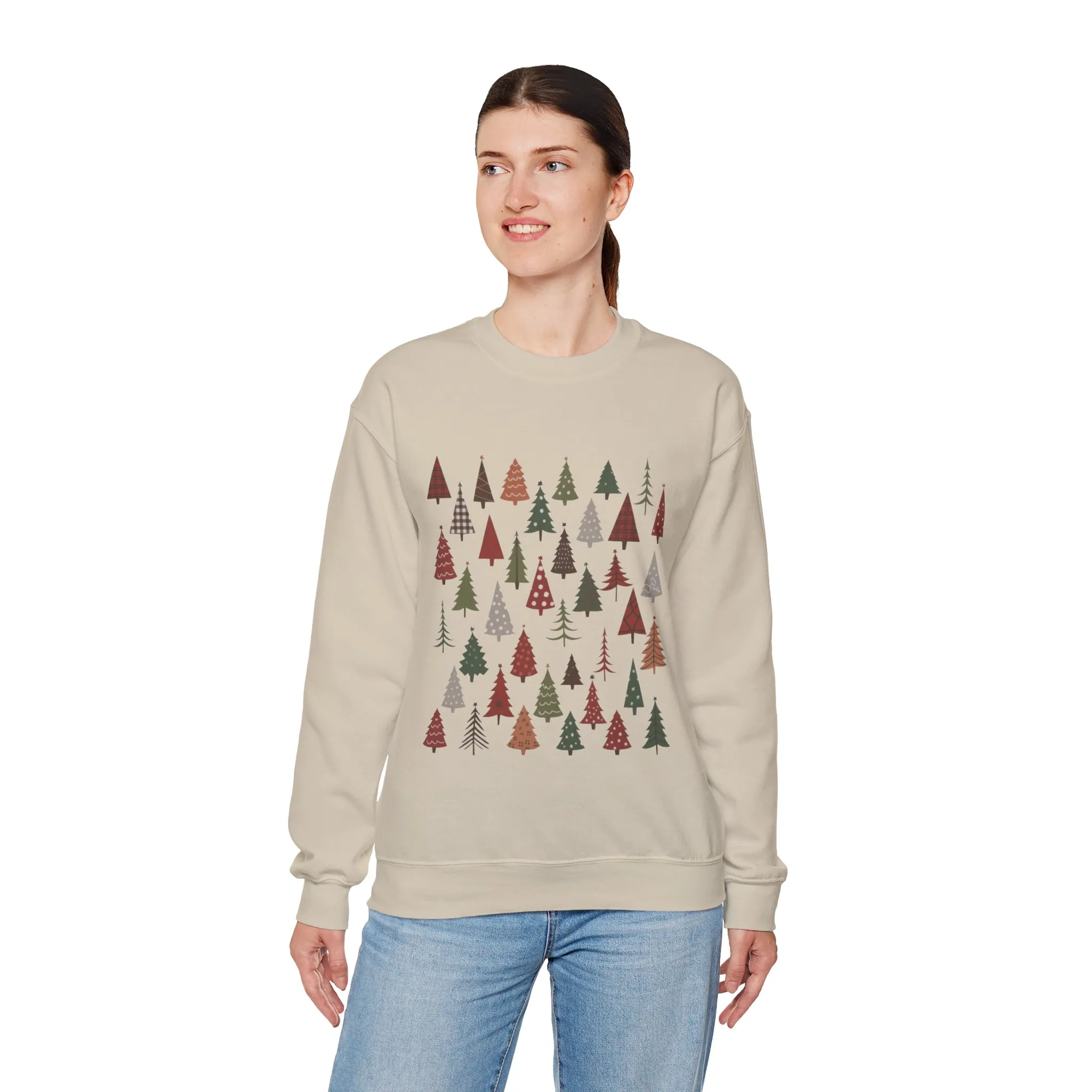 Women's Minimal Christmas Tree Sweatshirt, Rustic Holiday Pullover - Image 12
