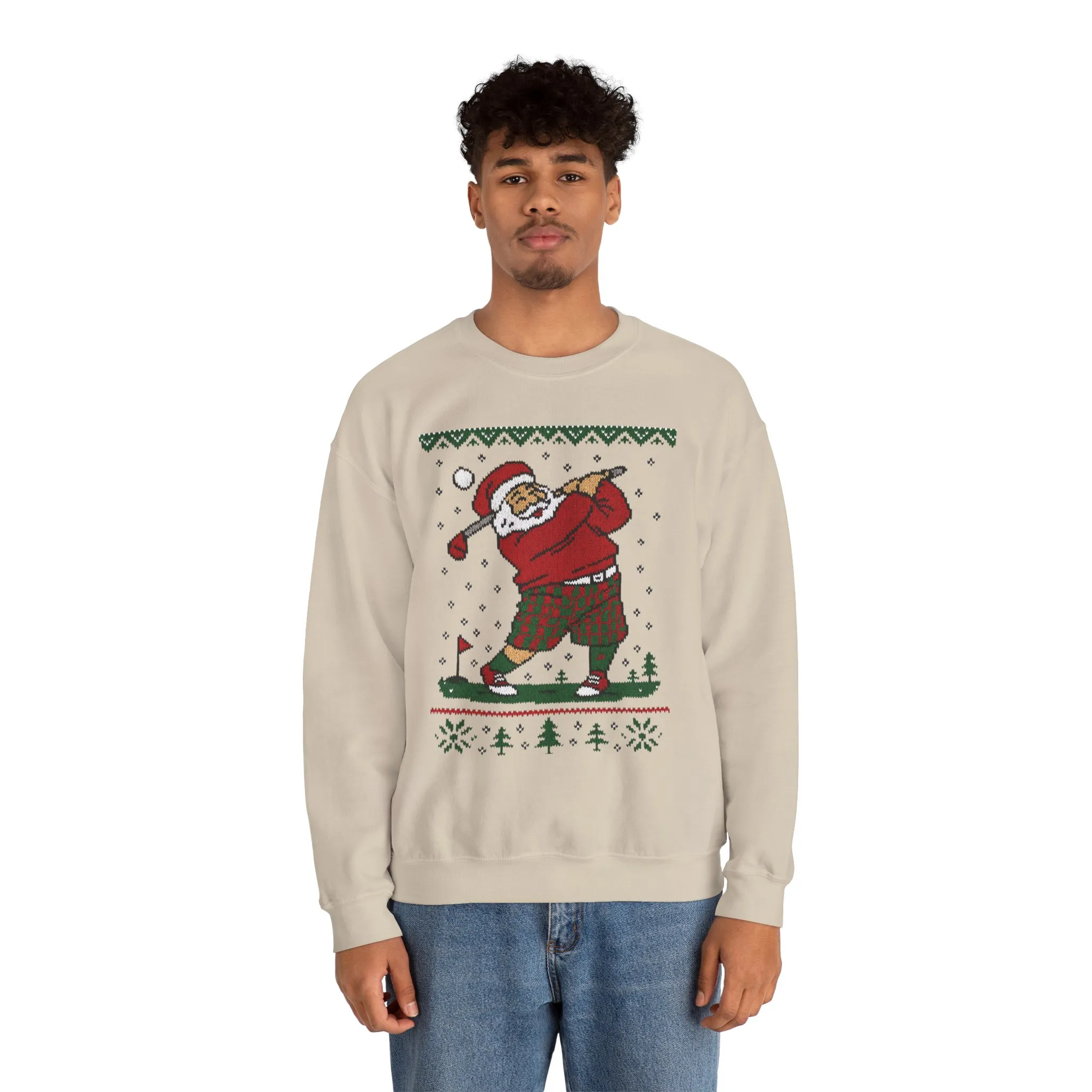 Golfing Santa Christmas Sweatshirt, Funny Golf Lover Holiday Jumper, Ugly Christmas Golf Sweater for Men - Image 8