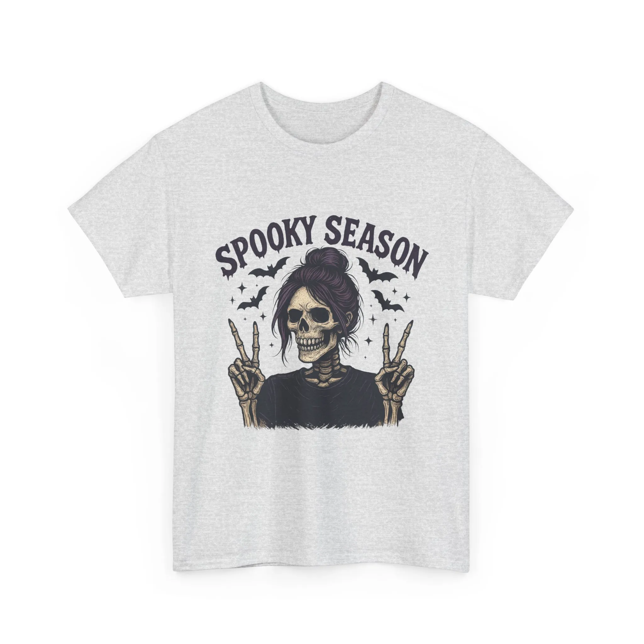 Spooky Season Women's T-Shirt, Funny Skeleton Girl Halloween Graphic Tee, Gothic Fall Shirt - Image 4