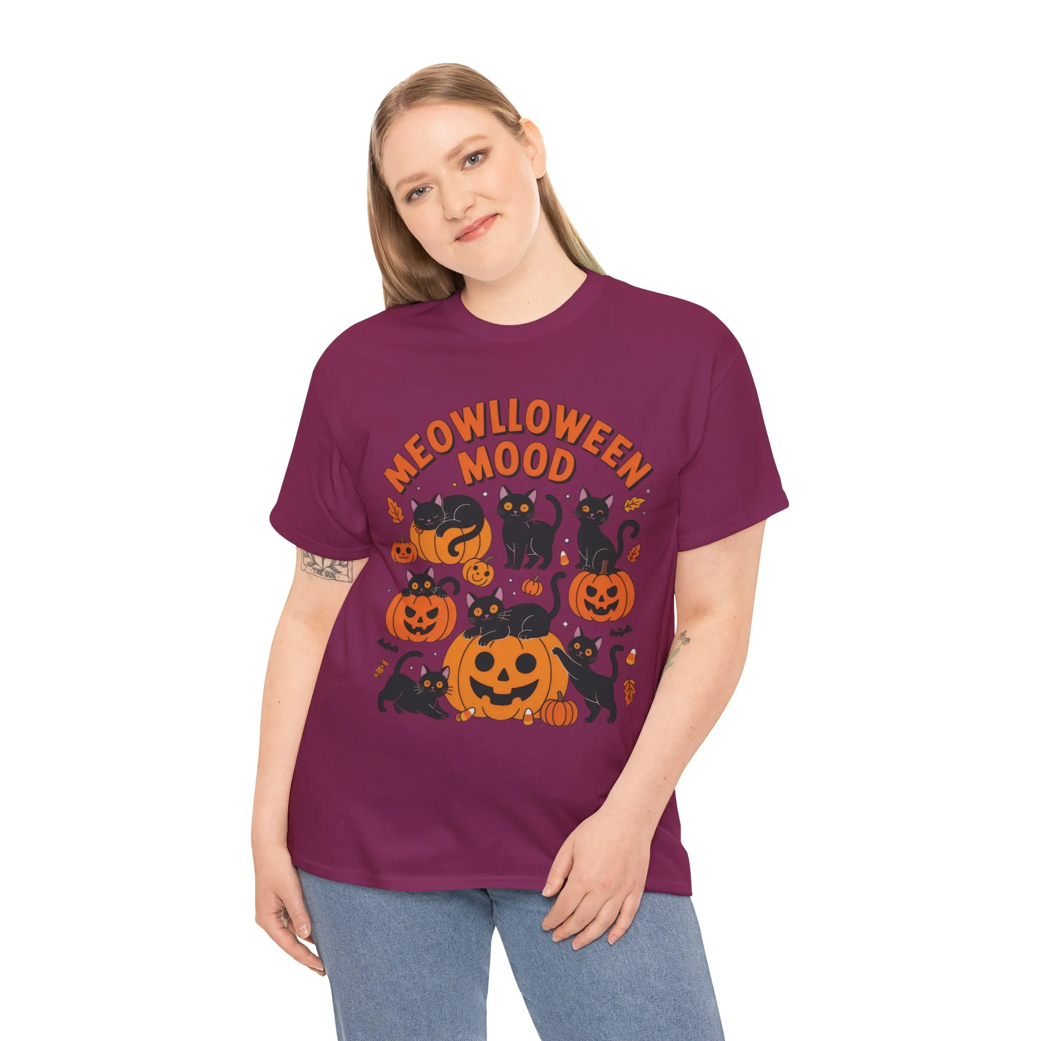 Meowlloween Mood Cat Shirt for Women, Cute Black Cat and Pumpkin Halloween Tee, Cozy Fall Kawaii Spooky Graphic Top, Cat Lover Gift - Image 27