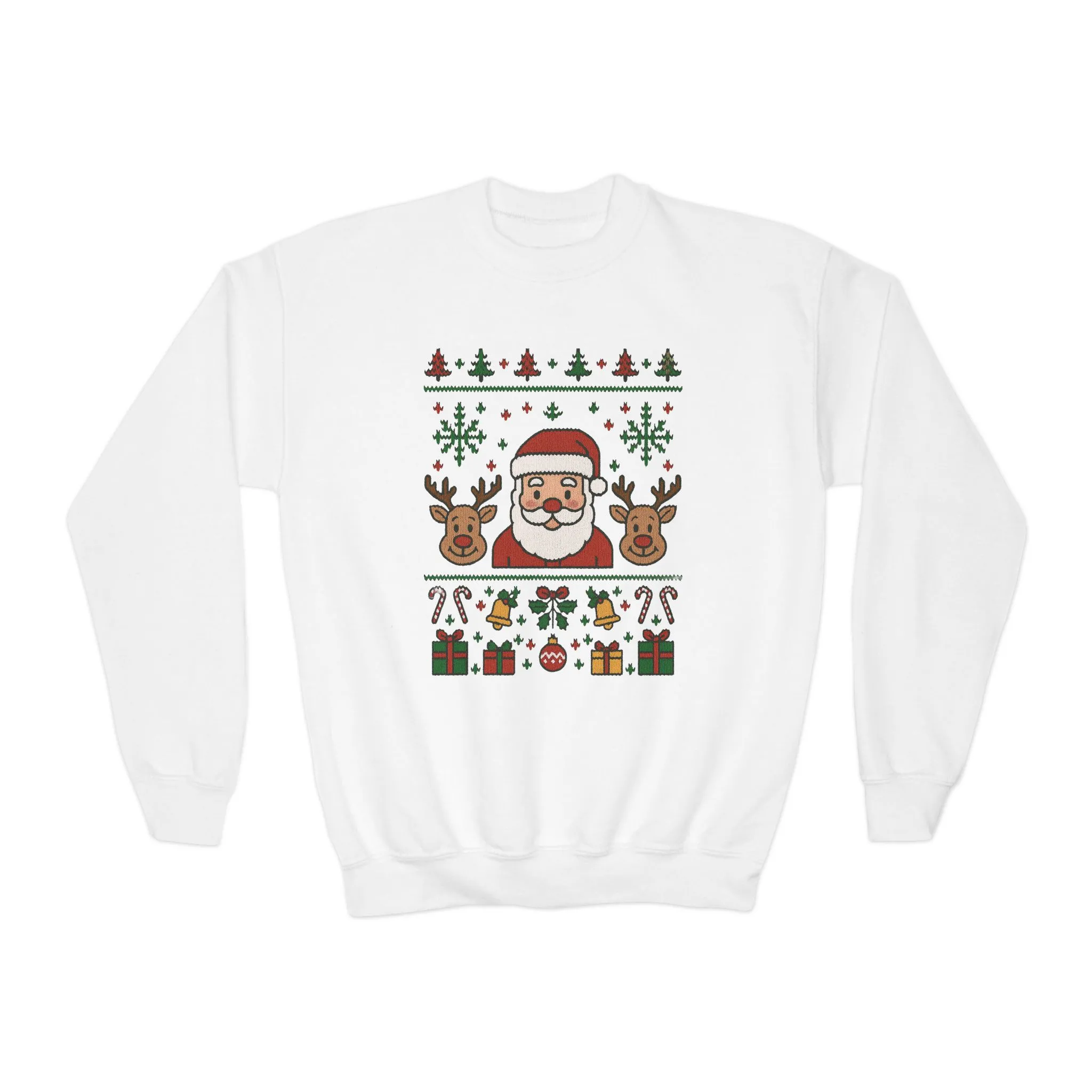 Santa - Reindeer Christmas Sweatshirt for Kids, Cozy Holiday Jumper, Youth Crewneck Sweatshirt - Image 4