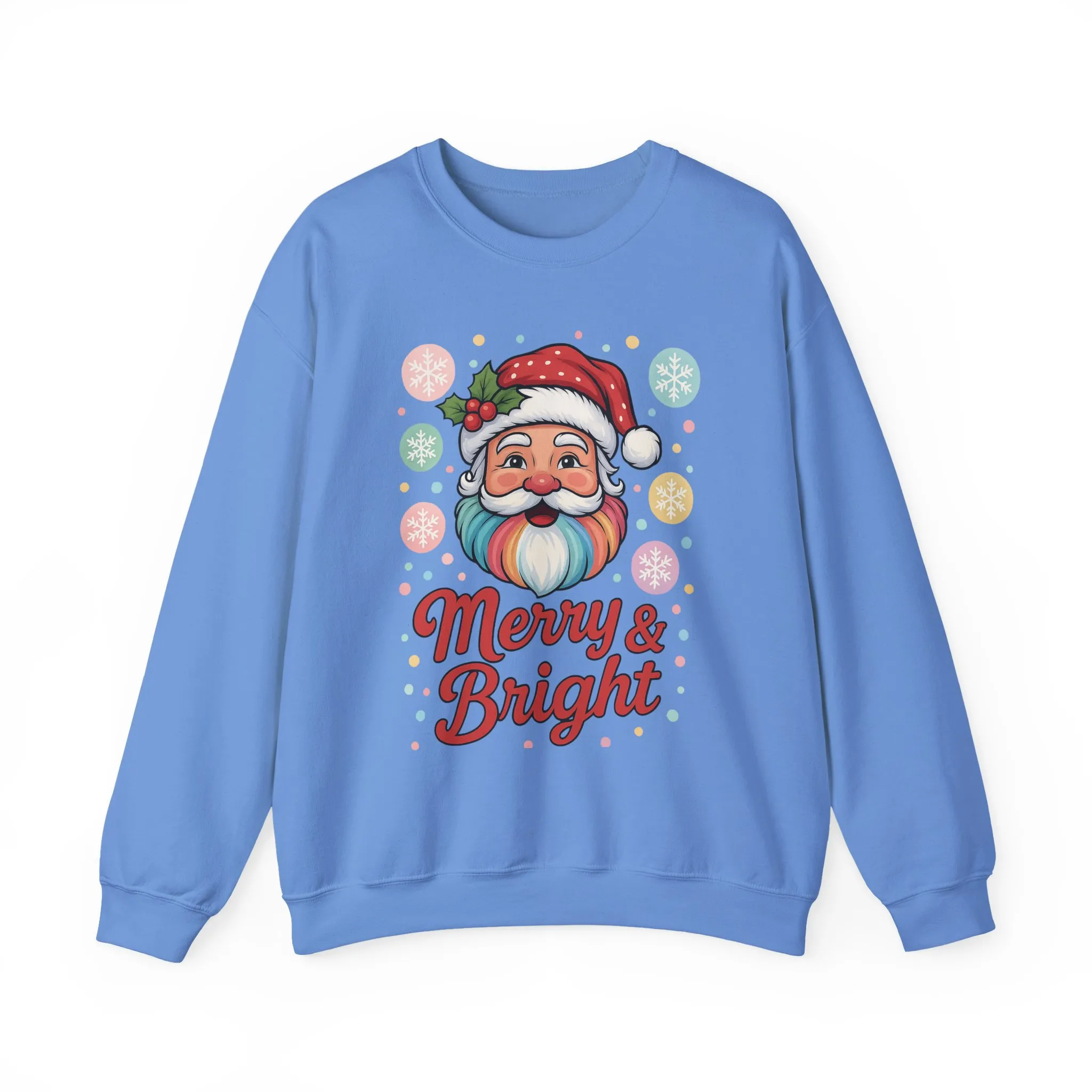 Merry - Bright Santa Christmas Sweatshirt, Retro Pastel Holiday Jumper, Cute Santa Sweater for Women - Image 13
