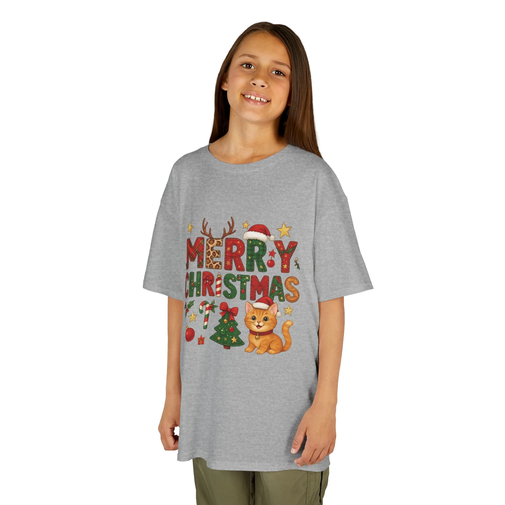 Merry Christmas Cat Shirt for Girls, Cute Holiday Kitten Tee - Image 8