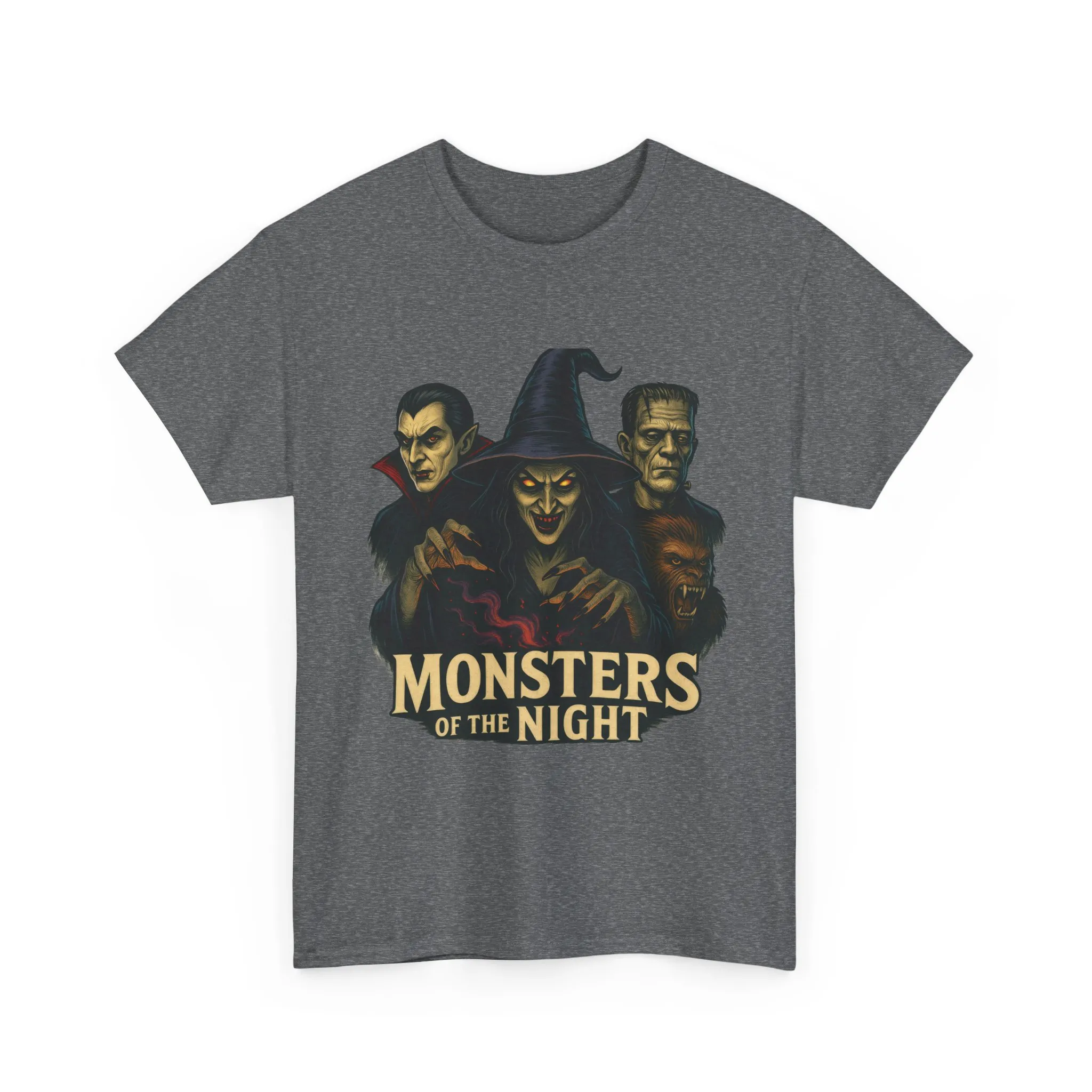 Monsters of the Night Women's T-Shirt, Classic Horror Witch, Vampire, Frankenstein Halloween Tee - Image 10