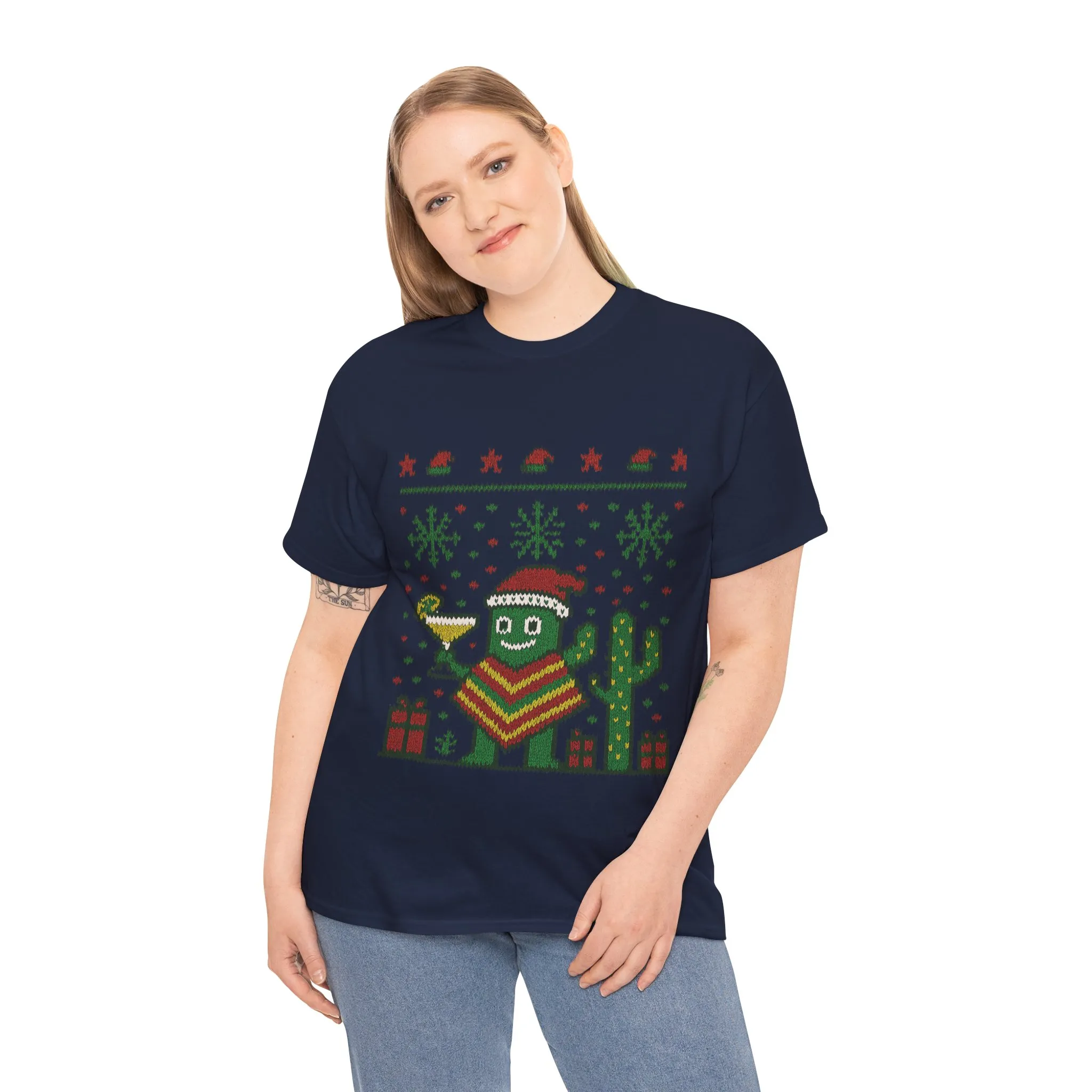 Festive Cactus Christmas Shirt, Funny Holiday Santa Hat Tee for Women, Women's Funny Xmas Shirt - Image 18