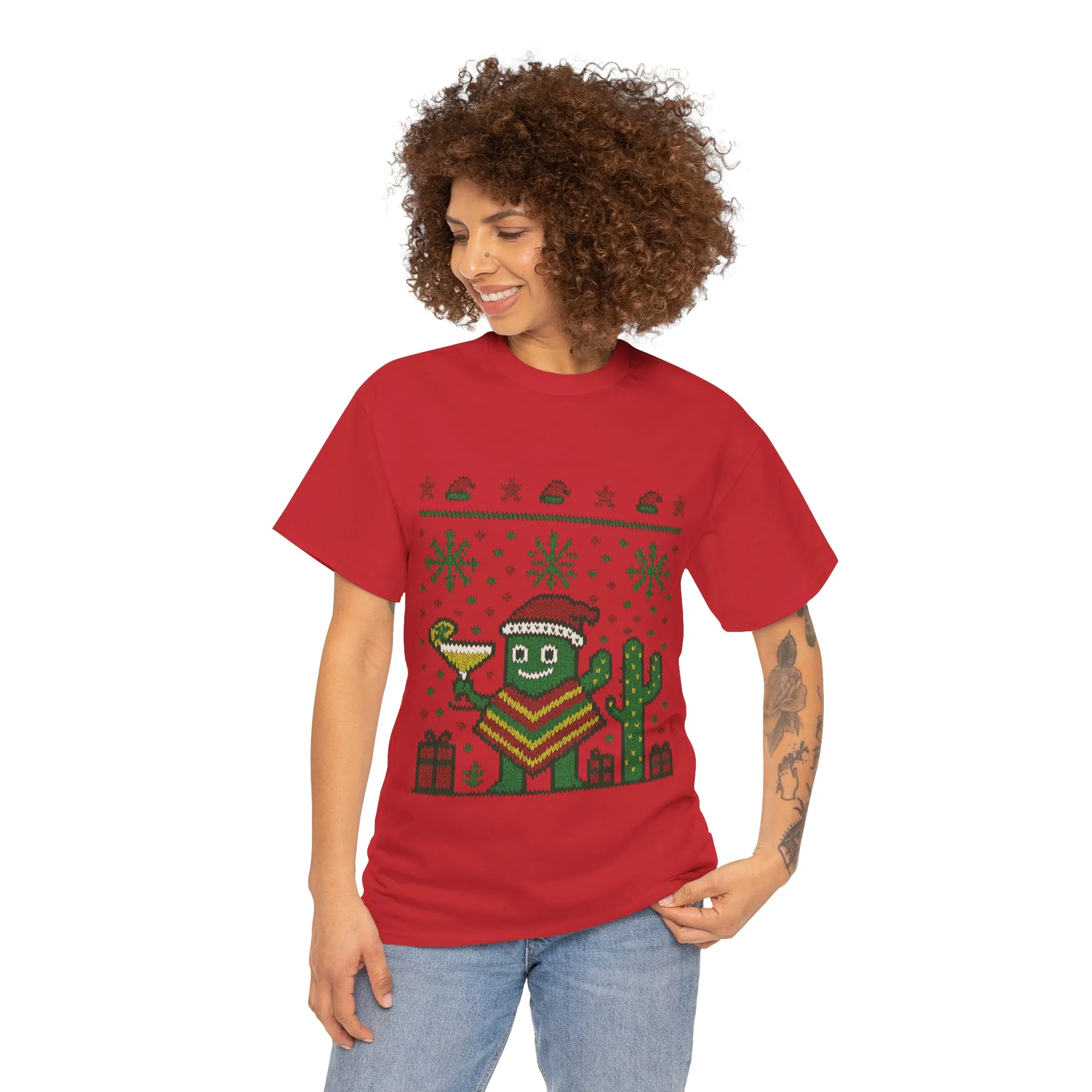 Festive Cactus Christmas Shirt, Funny Holiday Santa Hat Tee for Women, Women's Funny Xmas Shirt - Image 26