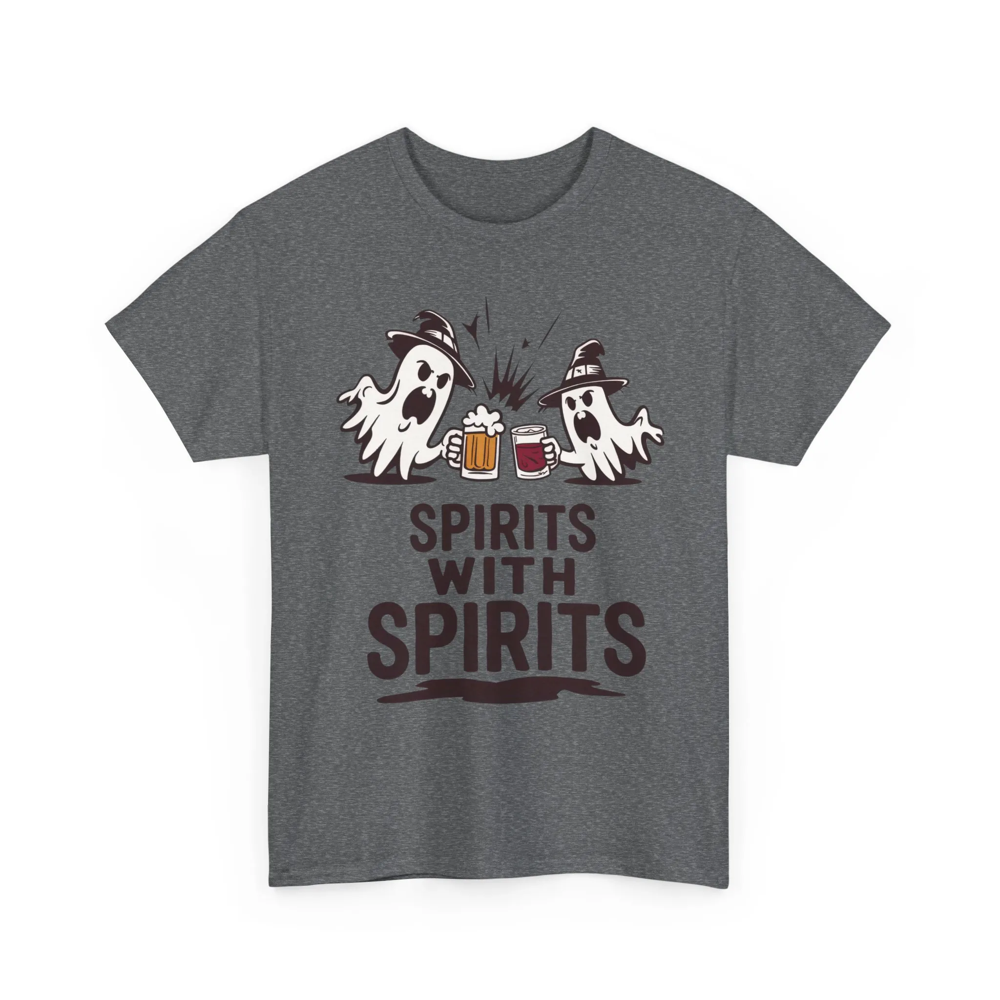 Spirits With Spirits Men's T-Shirt, Funny Ghost Drinking Halloween Party Graphic Tee - Image 13
