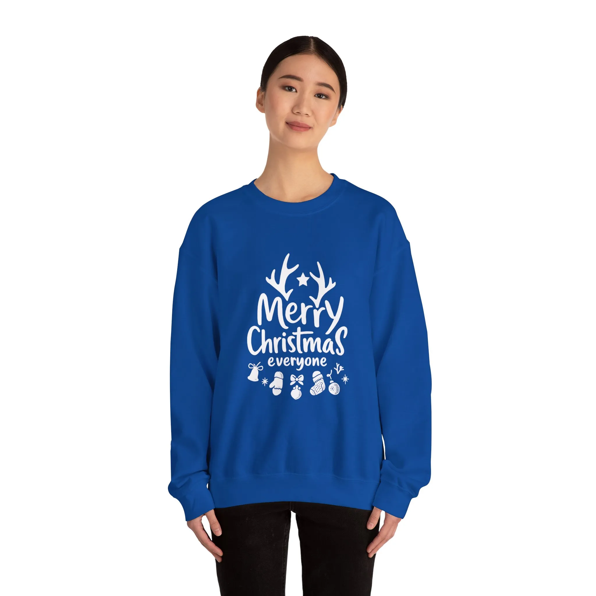 Merry Christmas Everyone Women's Sweatshirt, Cozy Holiday Pullover, Festive Minimal Design Heavy Blend™ Crewneck Sweatshirt - Image 17