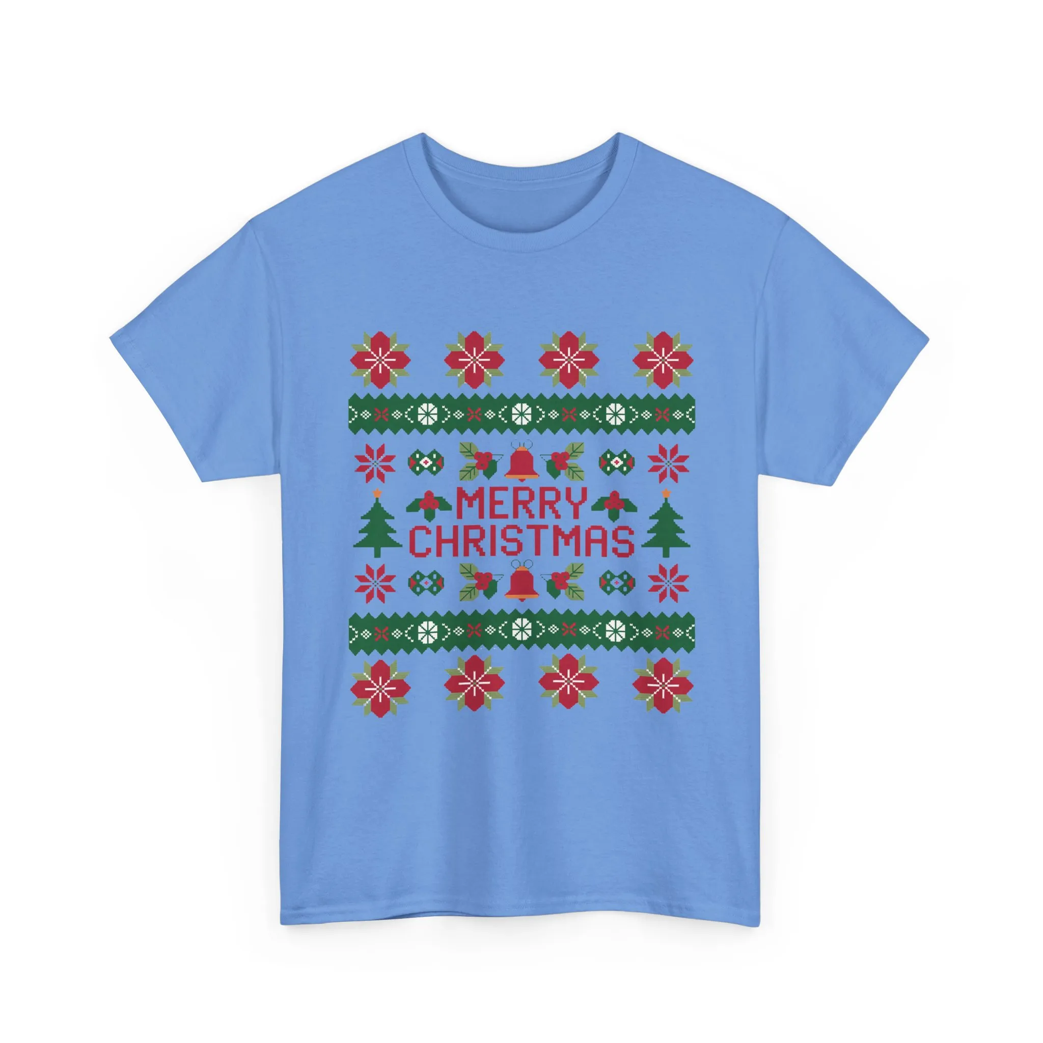 Merry Christmas Women's T-Shirt, Festive Ugly Sweater Style Tee, Classic Holiday Knit Pattern Shirt - Image 19