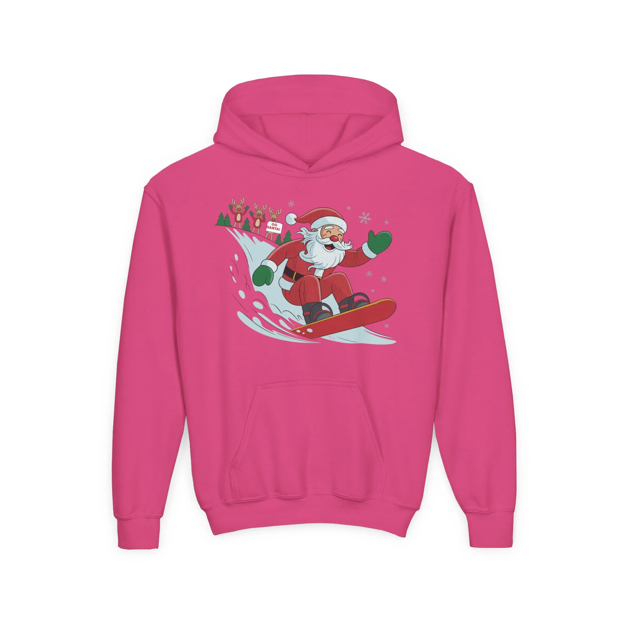 Go Santa Snowboarding Christmas Hoodie, Funny Santa - Reindeer Holiday Hoodie for Kids, Cute Winter Sports Christmas Sweatshirt - Image 29