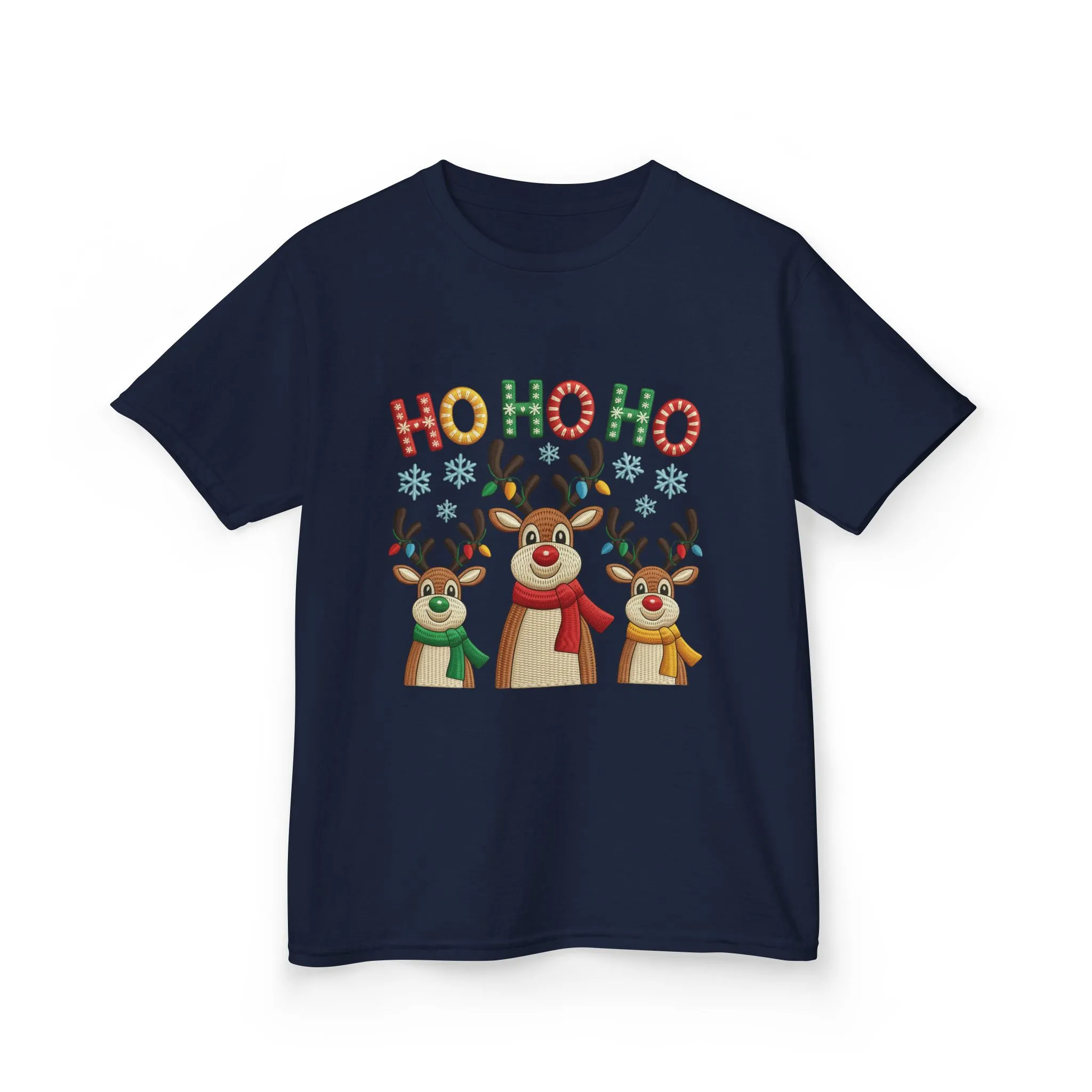 Ho Ho Ho Reindeer T-Shirt for Girl, Cute Christmas Kids Holiday Tee - Image 9