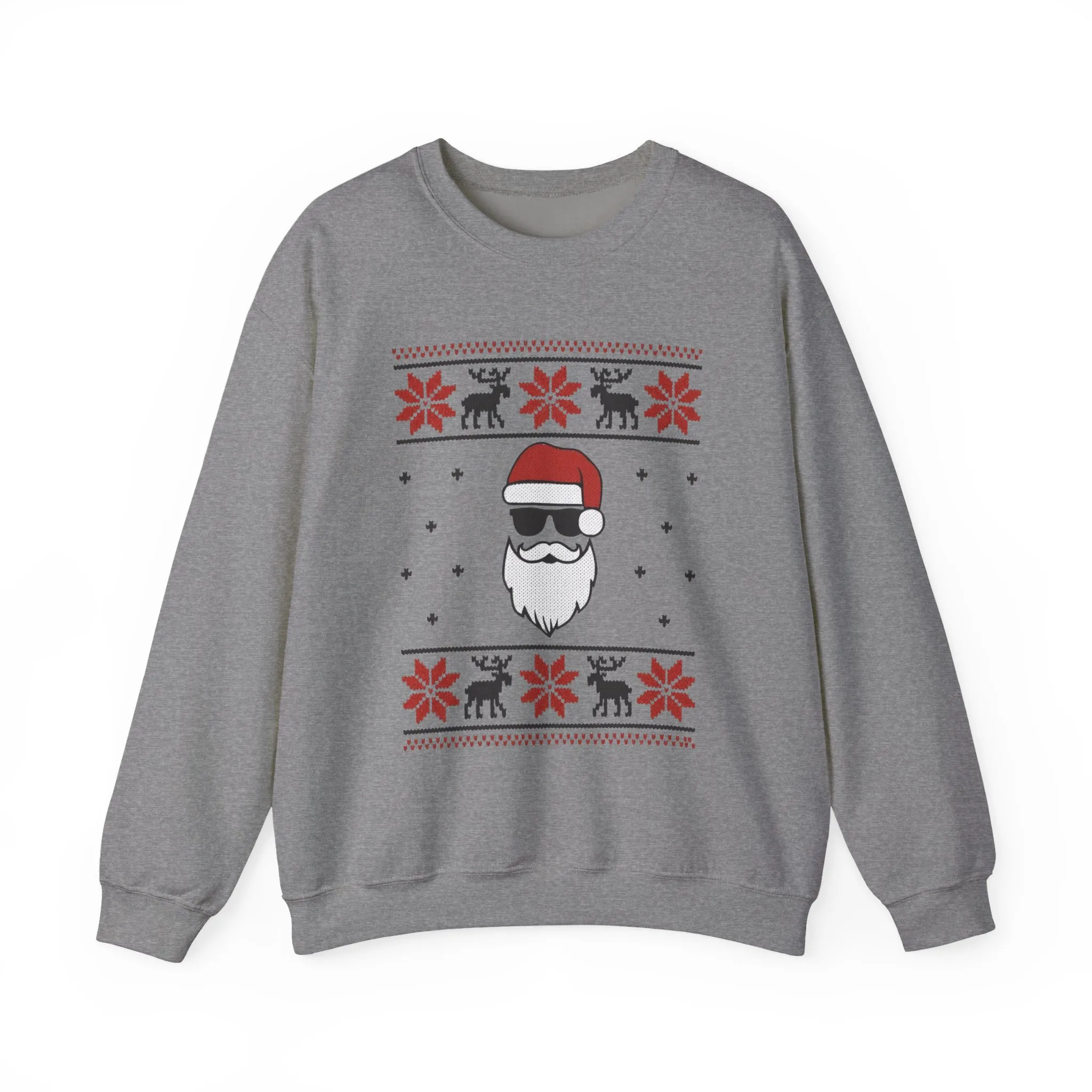 Cool Santa Men's Sweatshirt, Funny Knit Look Pullover, Retro Christmas Sweater Style - Image 13