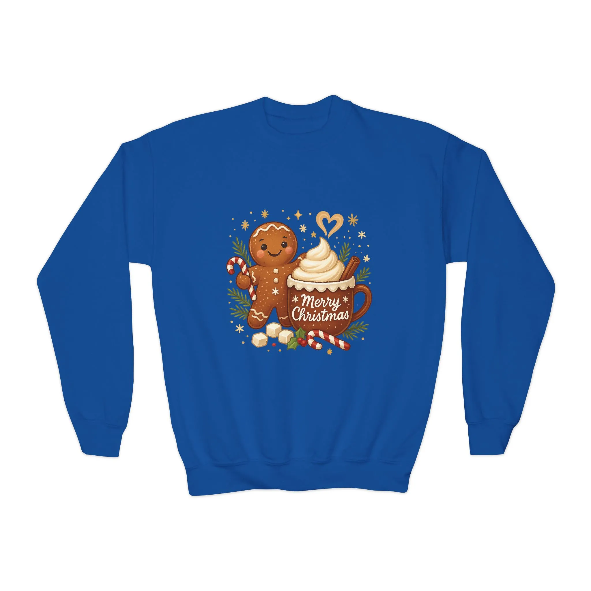 Gingerbread - Hot Cocoa Christmas Sweatshirt for Girls, Cozy Holiday Jumper, Youth Crewneck Sweatshirt - Image 9