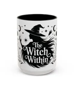 The Witch Within Mug, Minimalist Witchy Coffee Cup, Celestial Feminine Power Gift, Spiritual Boho Halloween Drinkware, Coffee Mug (11, 15oz)