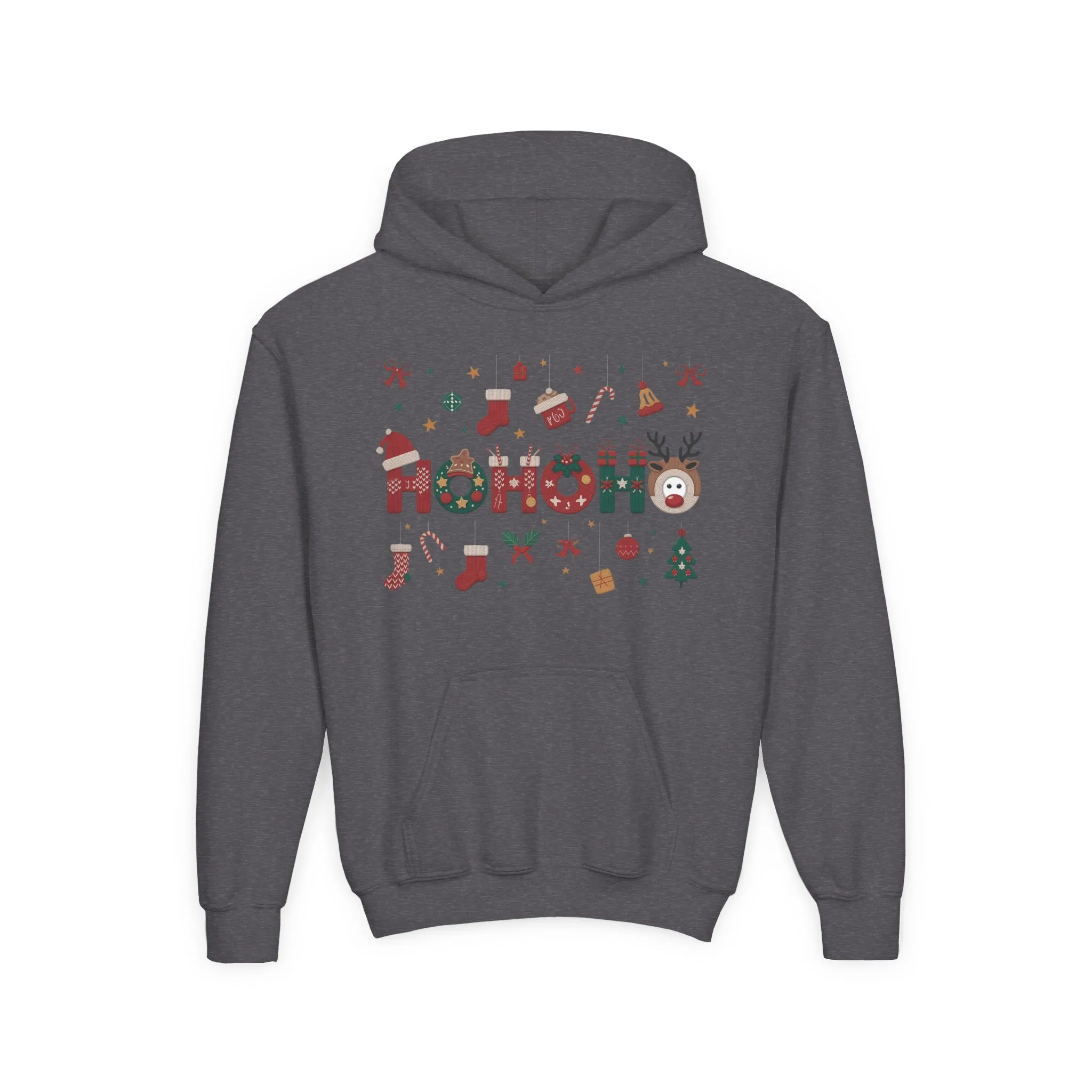 Ho Ho Ho Kids Christmas Hoodie, Cute Girls Holiday Sweatshirt, Gingerbread - Reindeer Festive Design, Cozy Winter Christmas Outfit - Image 10
