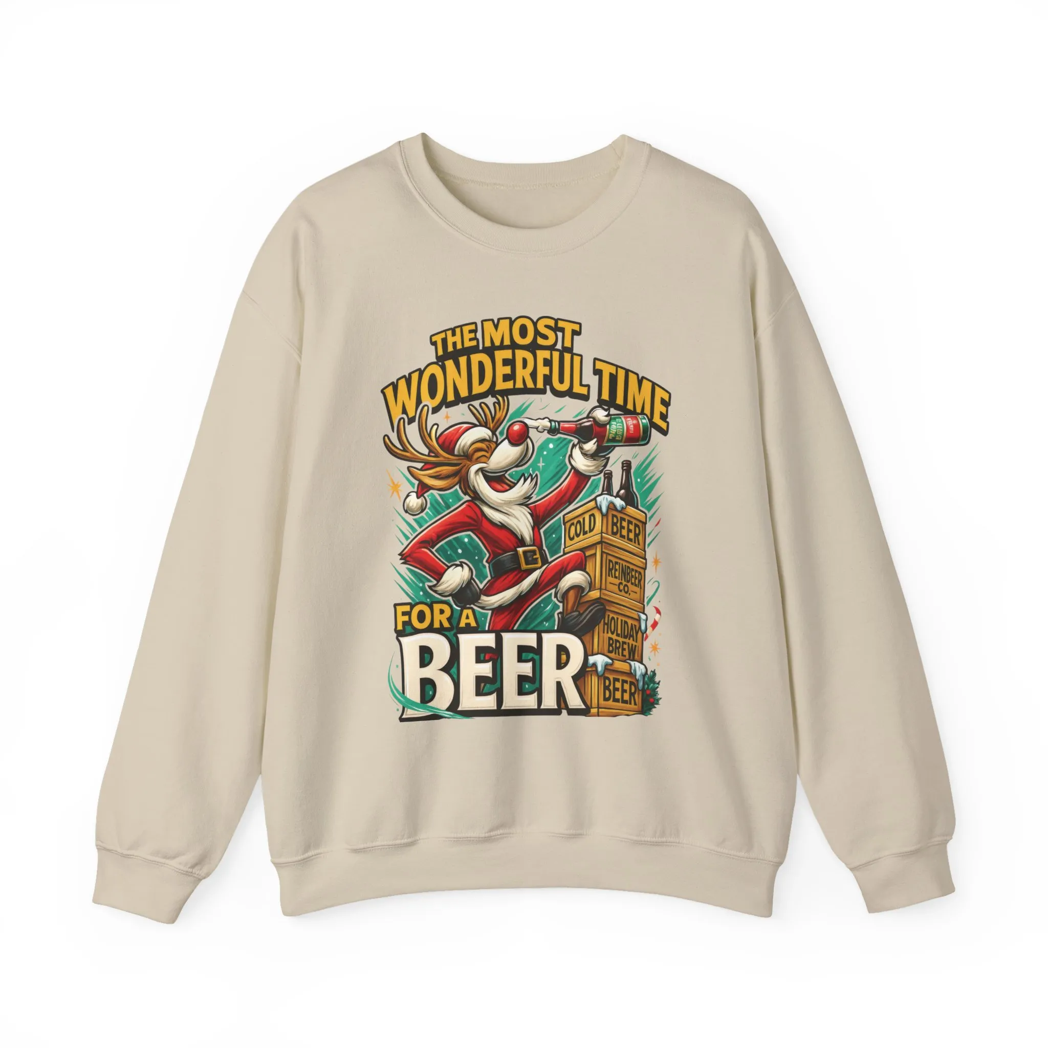 Funny Christmas Beer Men's Sweatshirt, The Most Wonderful Time for a Beer - Image 7