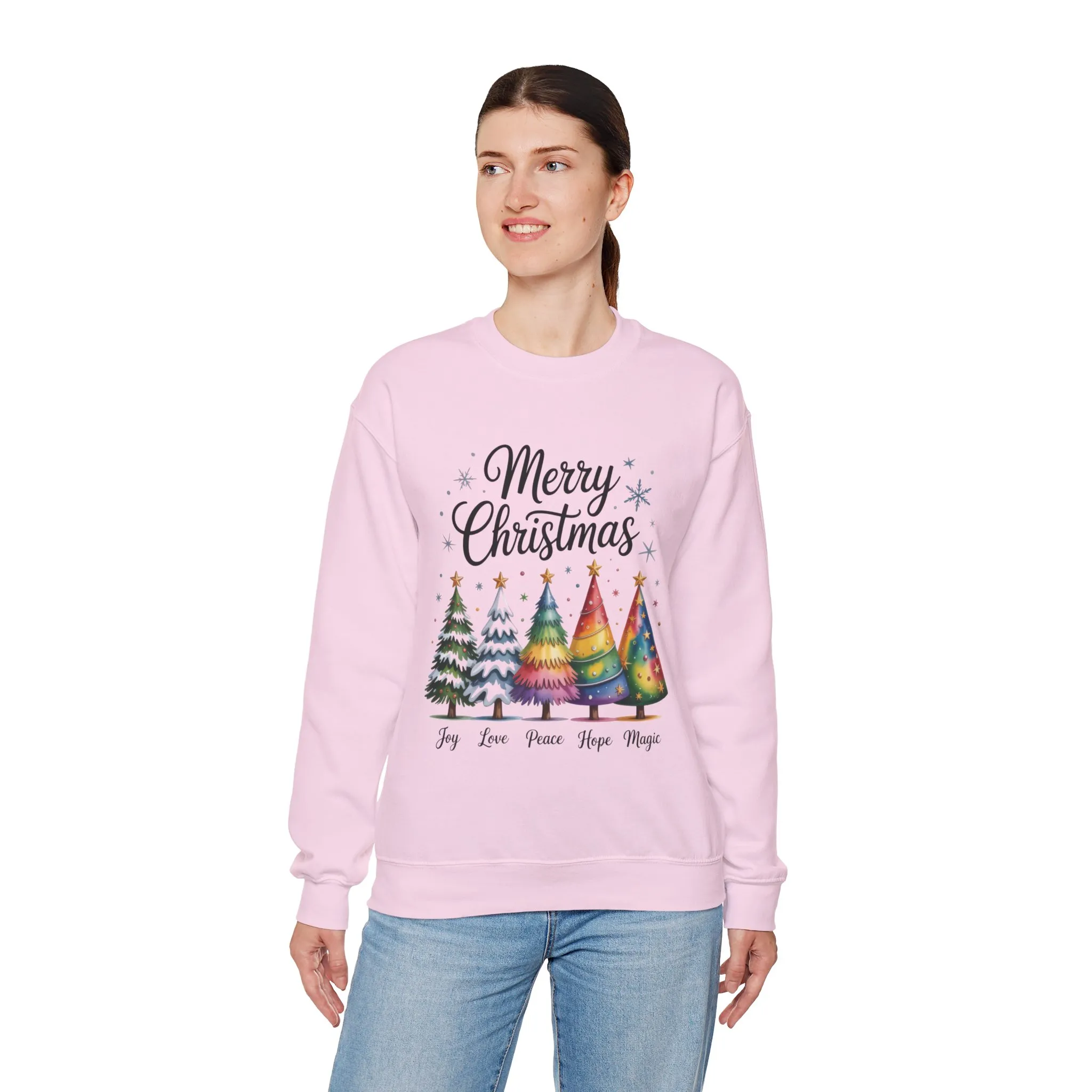 Merry Christmas Women's Sweatshirt, Joy Love Peace Hope Magic Pullover, Women's Heavy Blend™ Crewneck Sweatshirt - Image 18