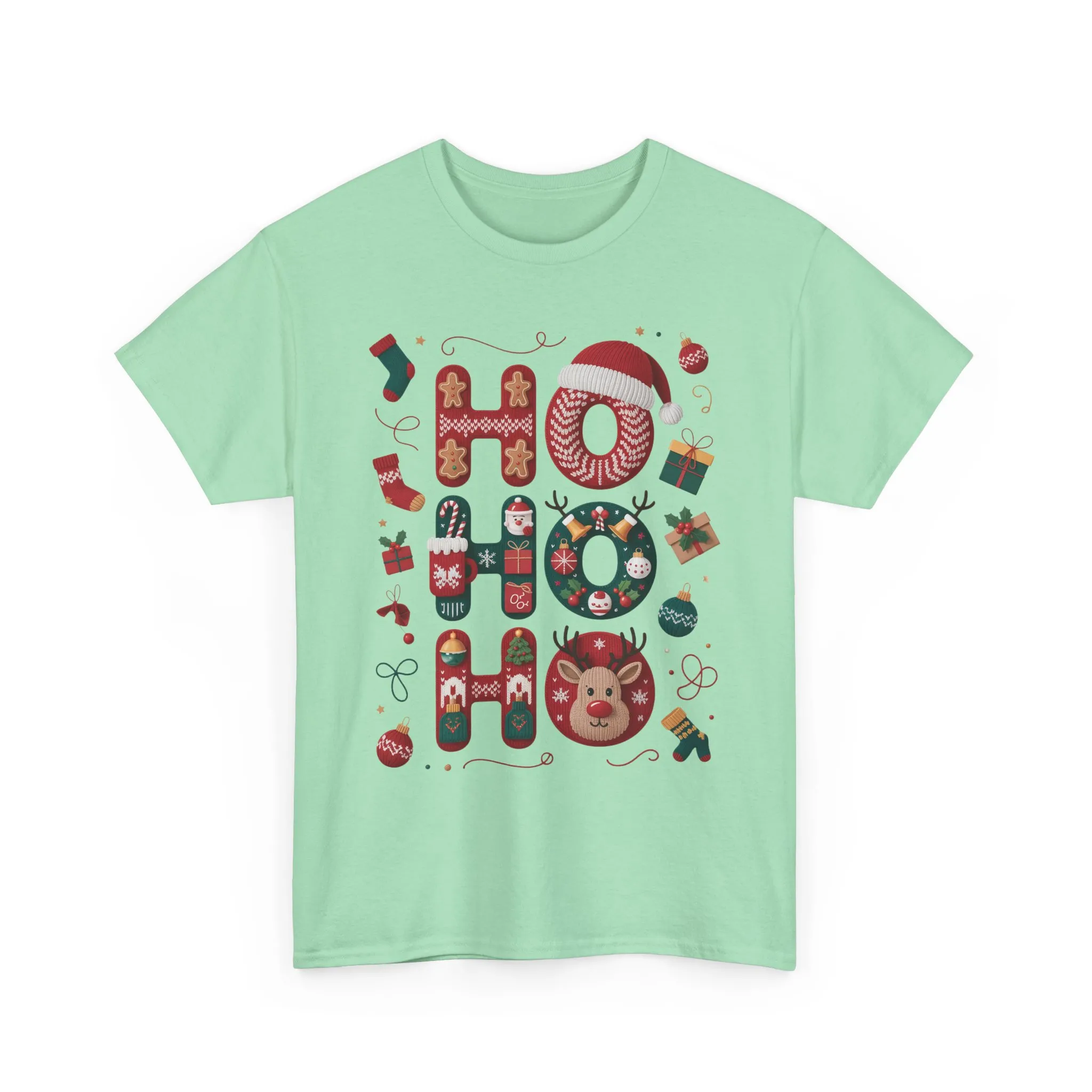 Ho Ho Ho Women's Christmas T-Shirt - Sweatshirt, Cute Festive Holiday Top, Gingerbread, Reindeer - Santa Hat Design, Cozy Christmas Fashion - Image 13