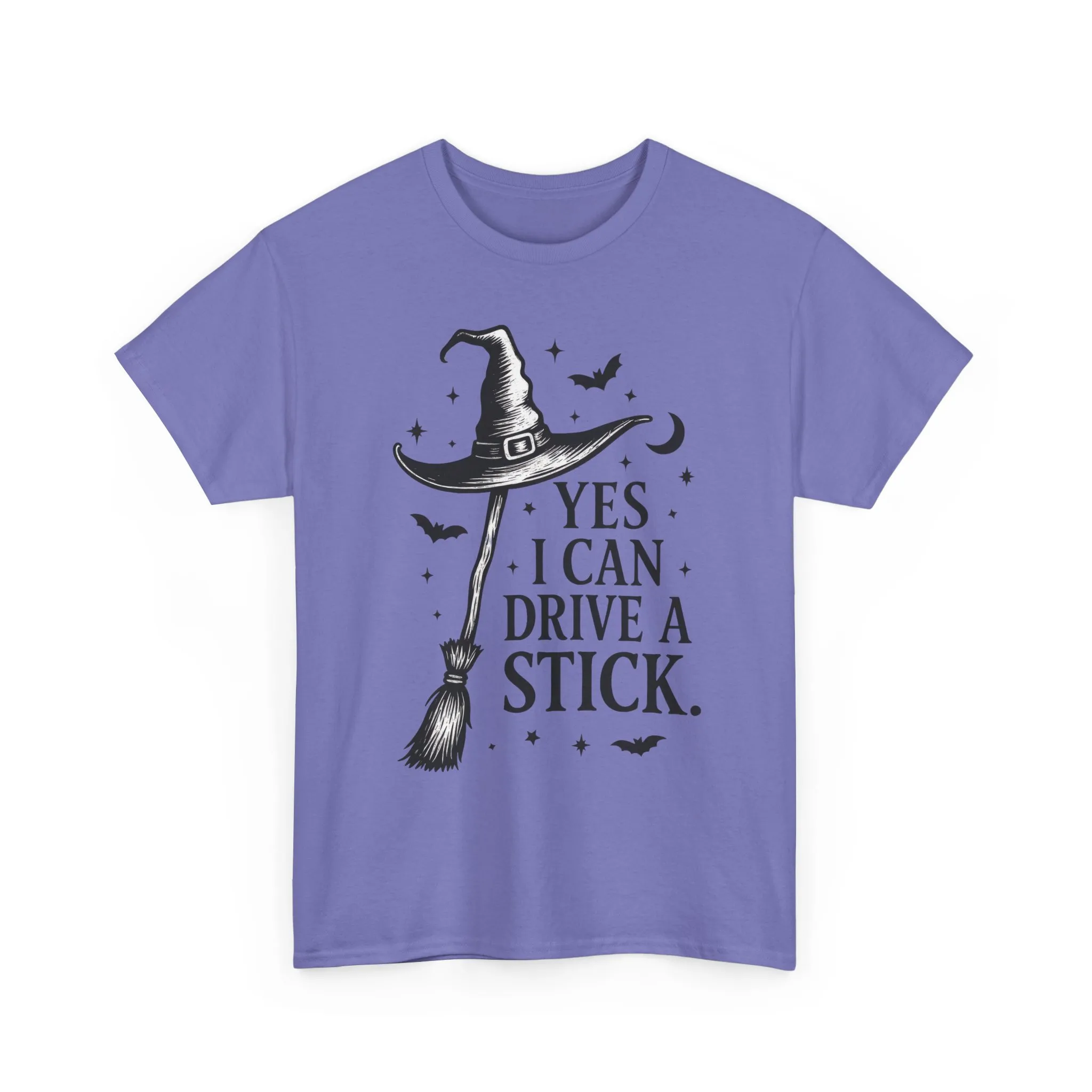 Yes I Can Drive a Stick Witch Hat Broom Halloween Women's T-Shirt, Funny Spooky Graphic Tee, Witch Shirt - Image 16