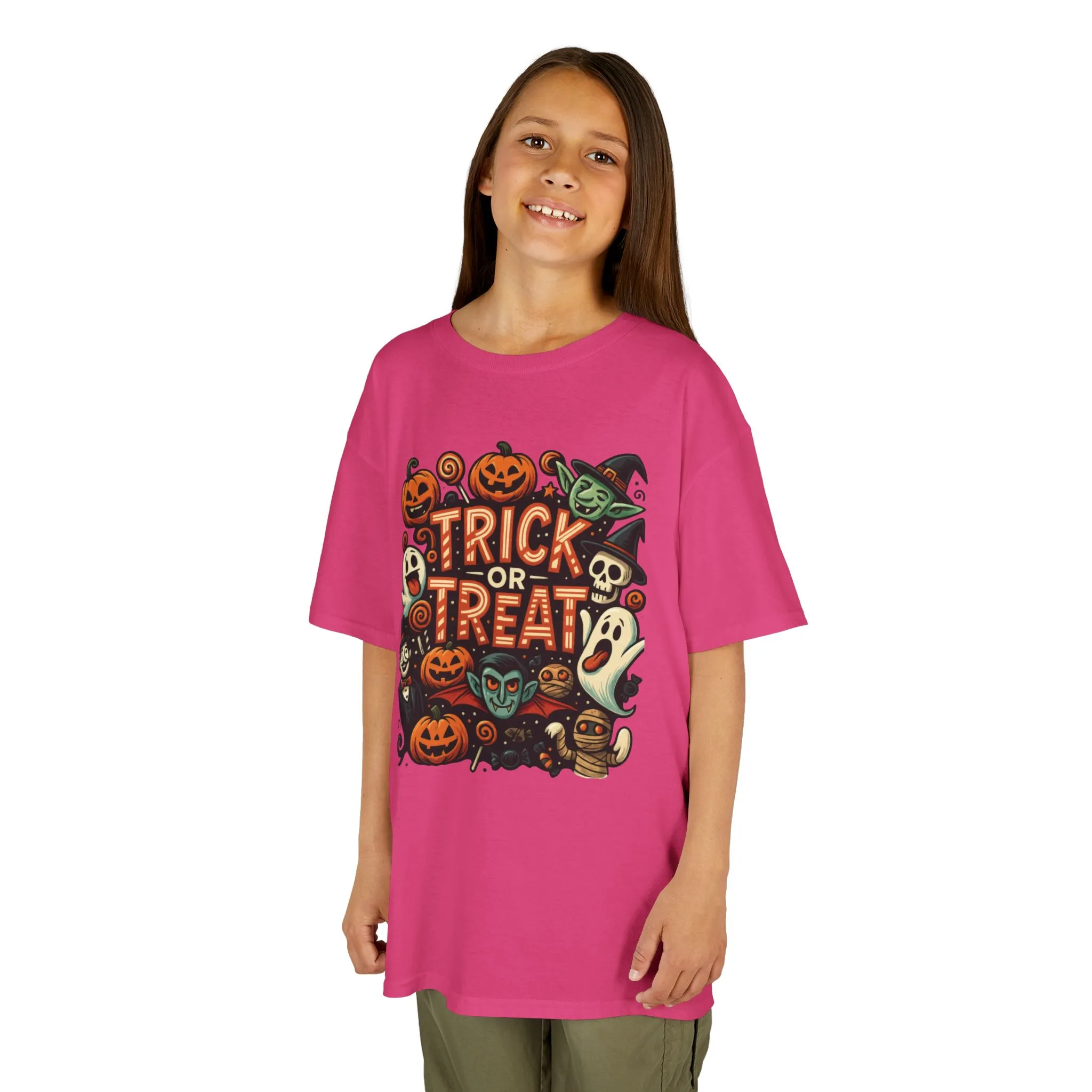 Kids Trick or Treat T-Shirt, Halloween Graphic Tee with Pumpkins, Ghosts & Vampires, Fun Spooky Shirt for Children - Image 26