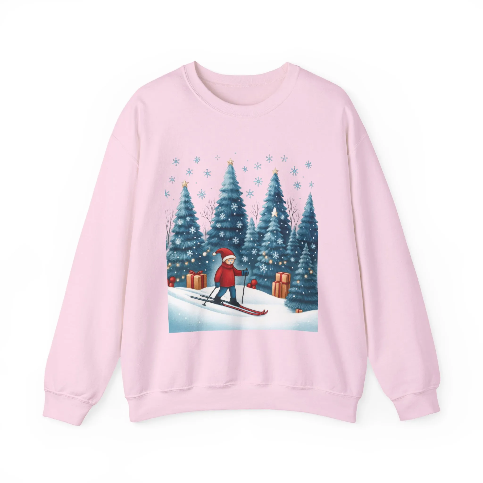 Womens Christmas Skiing Sweatshirt, Cozy Winter Holiday Pullover, Women's Heavy Blend™ Crewneck Sweatshirt - Image 22