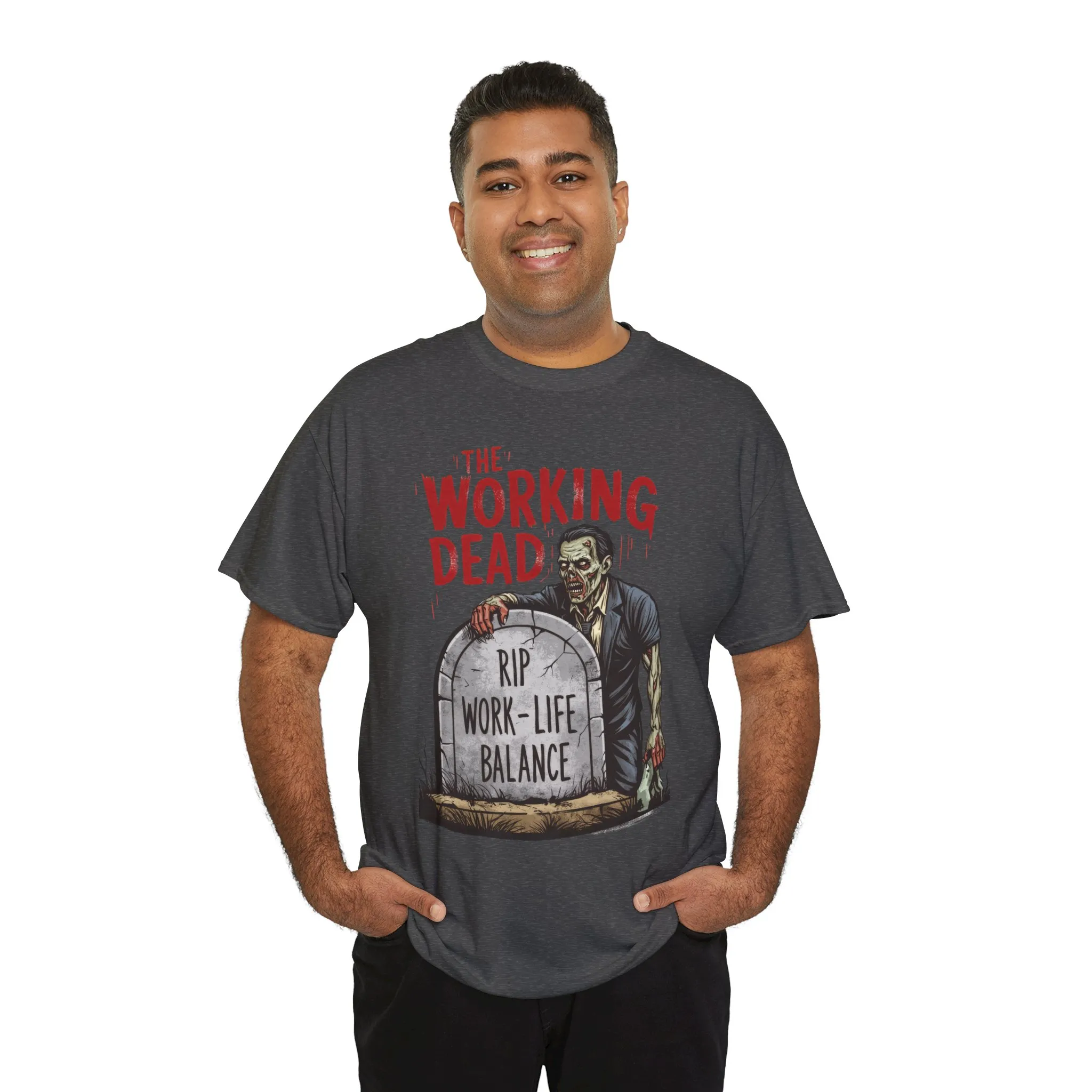 The Working Dead Shirt Men, Funny Work Life Balance Zombie Tee, RIP Work Shirt, Halloween Tee - Image 12