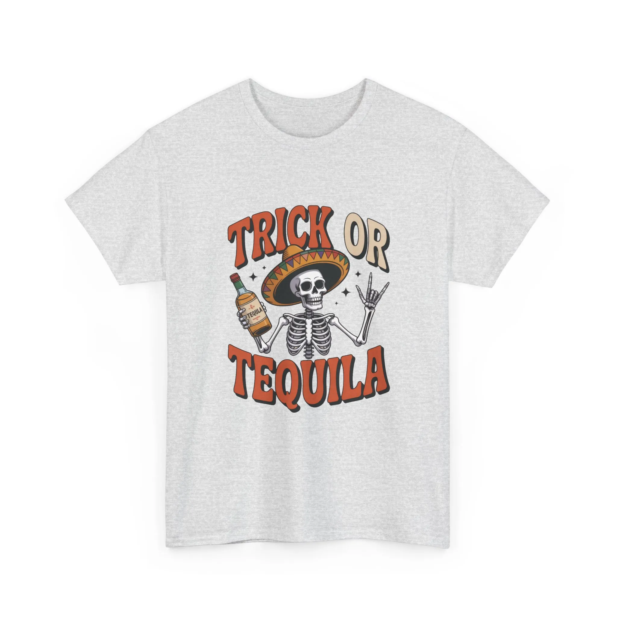 Trick or Tequila Skeleton Men's T-Shirt , Funny Halloween Drinking Party Tee for Men - Image 2