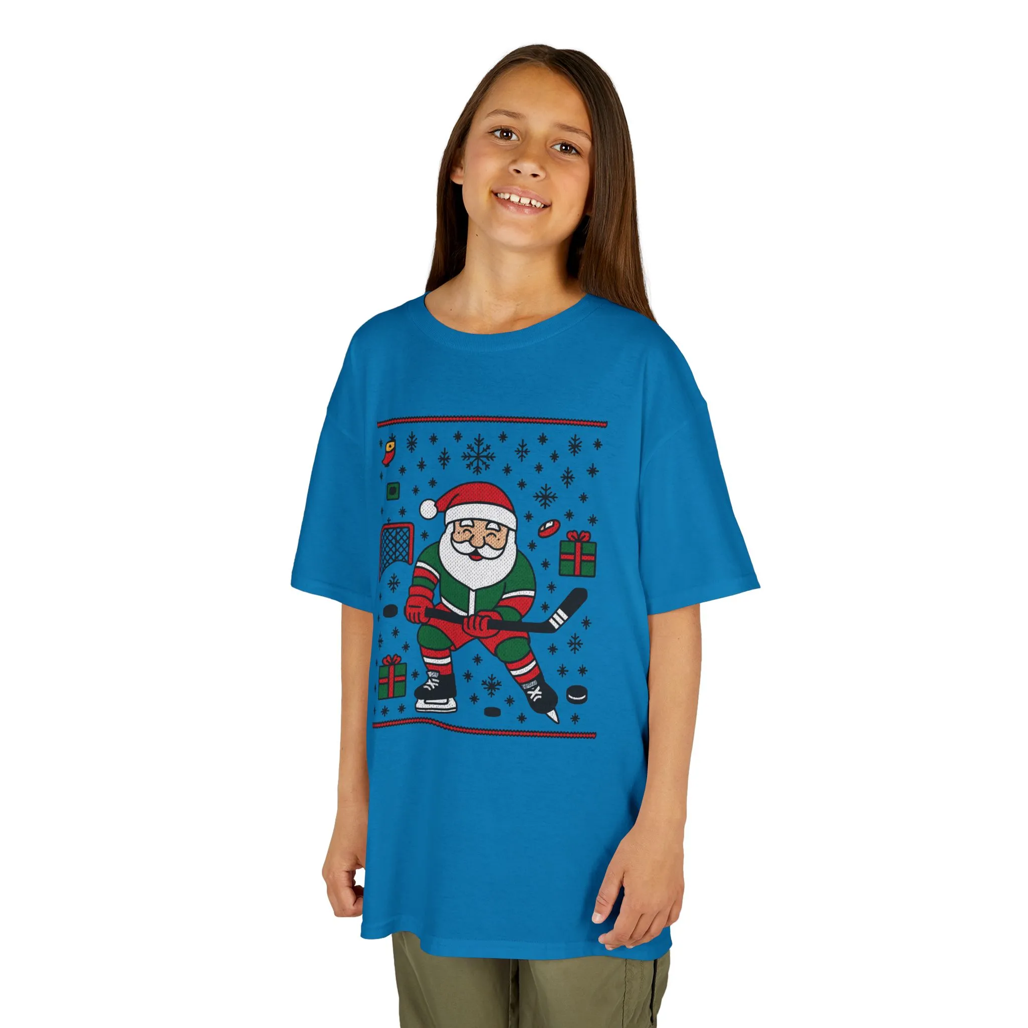 Hockey Santa Youth Christmas T-Shirt, Funny Holiday Sports Tee for Boys - Image 12