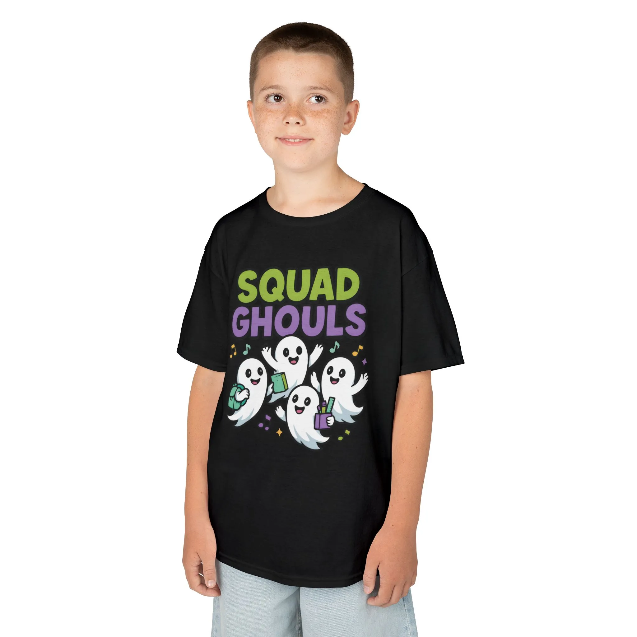 Kids Squad Ghouls T-Shirt, Cute Ghost Friends School Shirt, Halloween Back to School Tee for Boys & Girls - Image 3