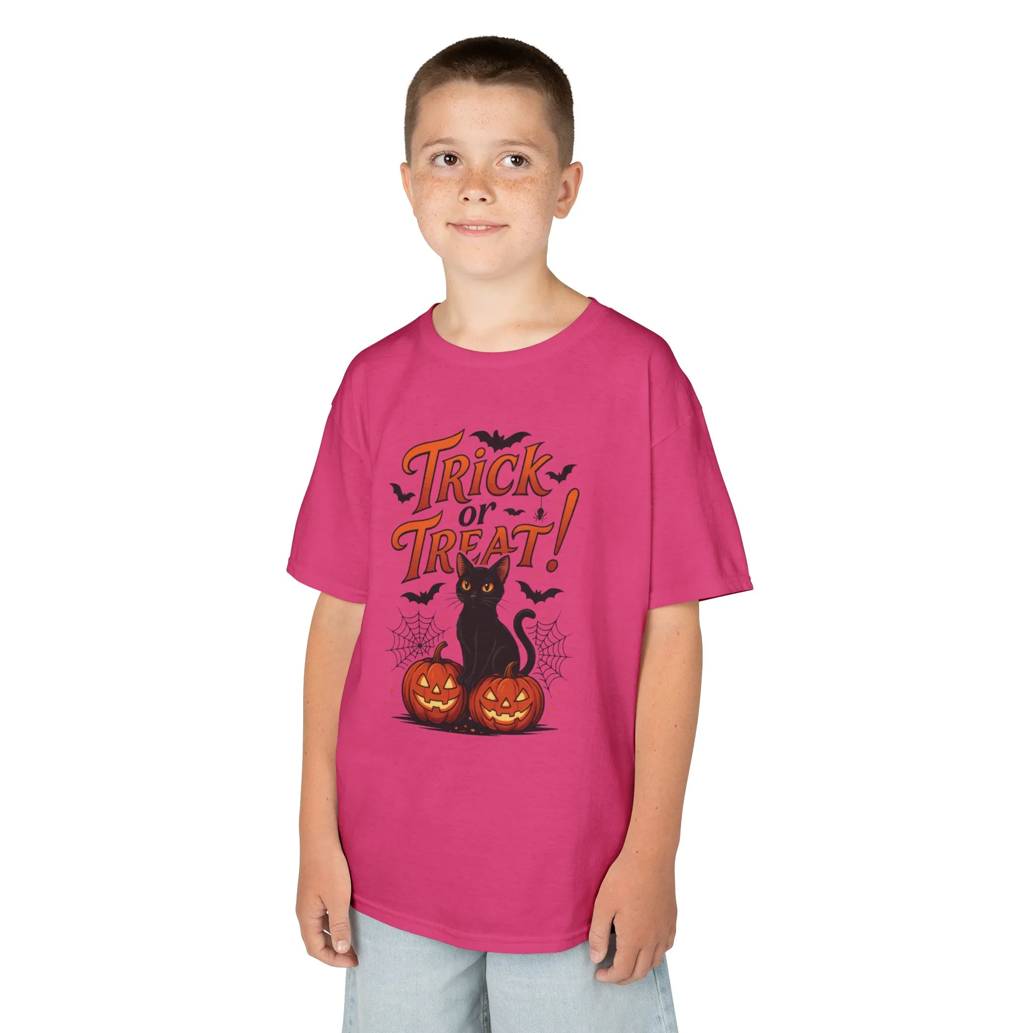 Cute Trick or Treat Black Cat T-Shirt for Girls Boys, Fun Spooky Halloween Tee, Pumpkin Cat Shirt for Kids, Fall Party Outfit - Image 27