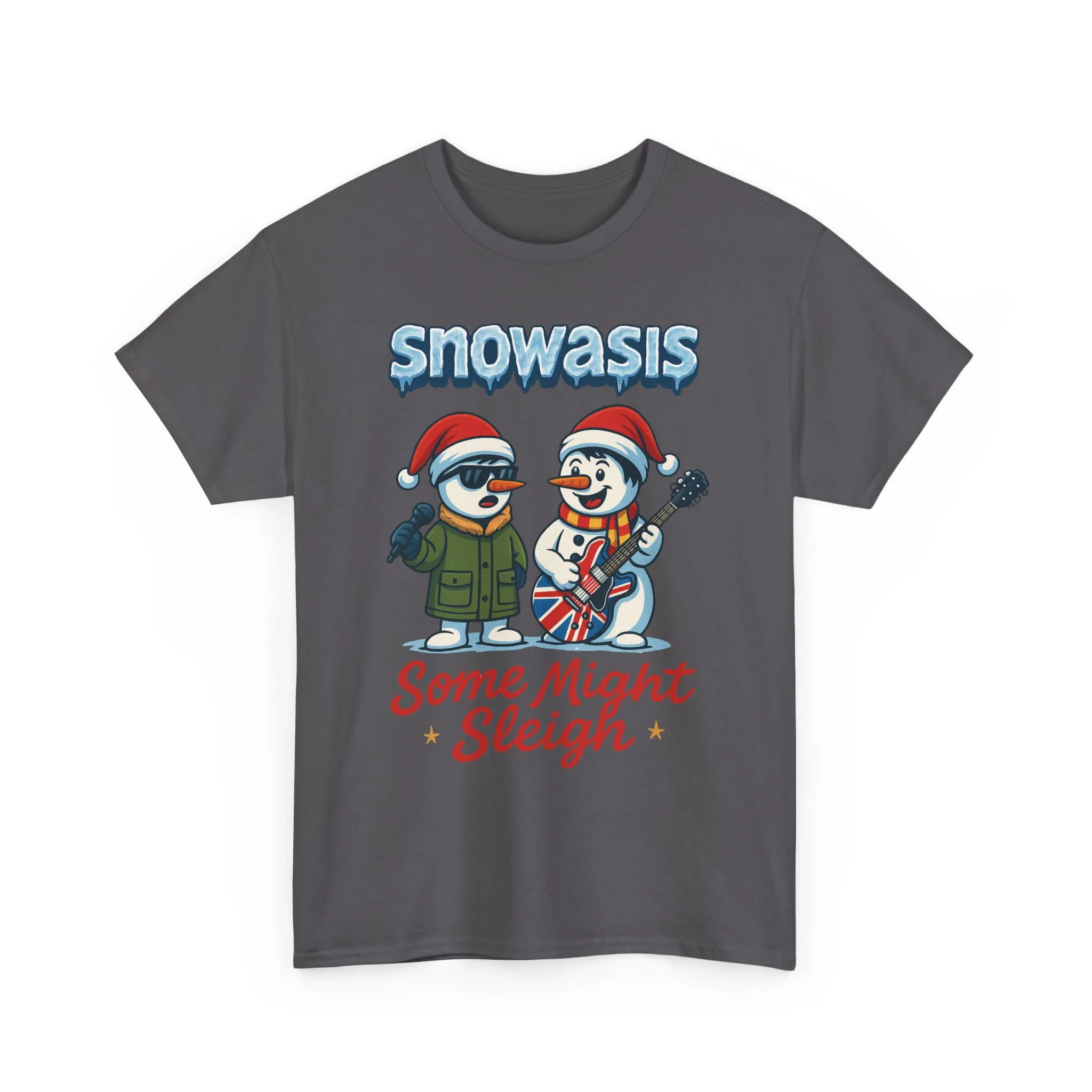 Funny Snowman Band Men's Christmas T-Shirt, Snowasis Some Might Sleigh Tee - Image 19