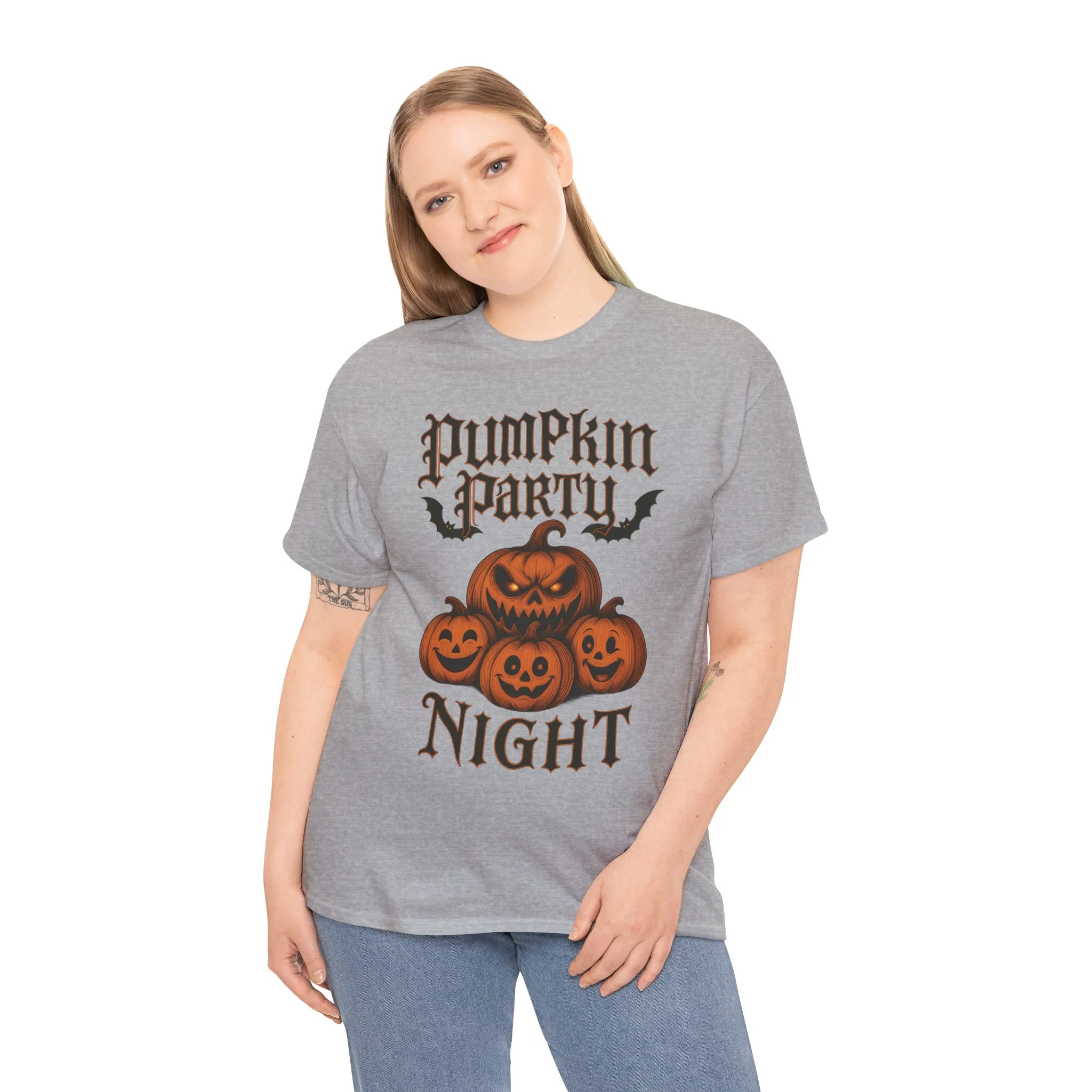 Pumpkin Party Night Shirt, Women's Halloween Gothic Pumpkin T-Shirt, Spooky Jack O Lantern Party Tee, Cute Scary Fall Shirt - Image 6