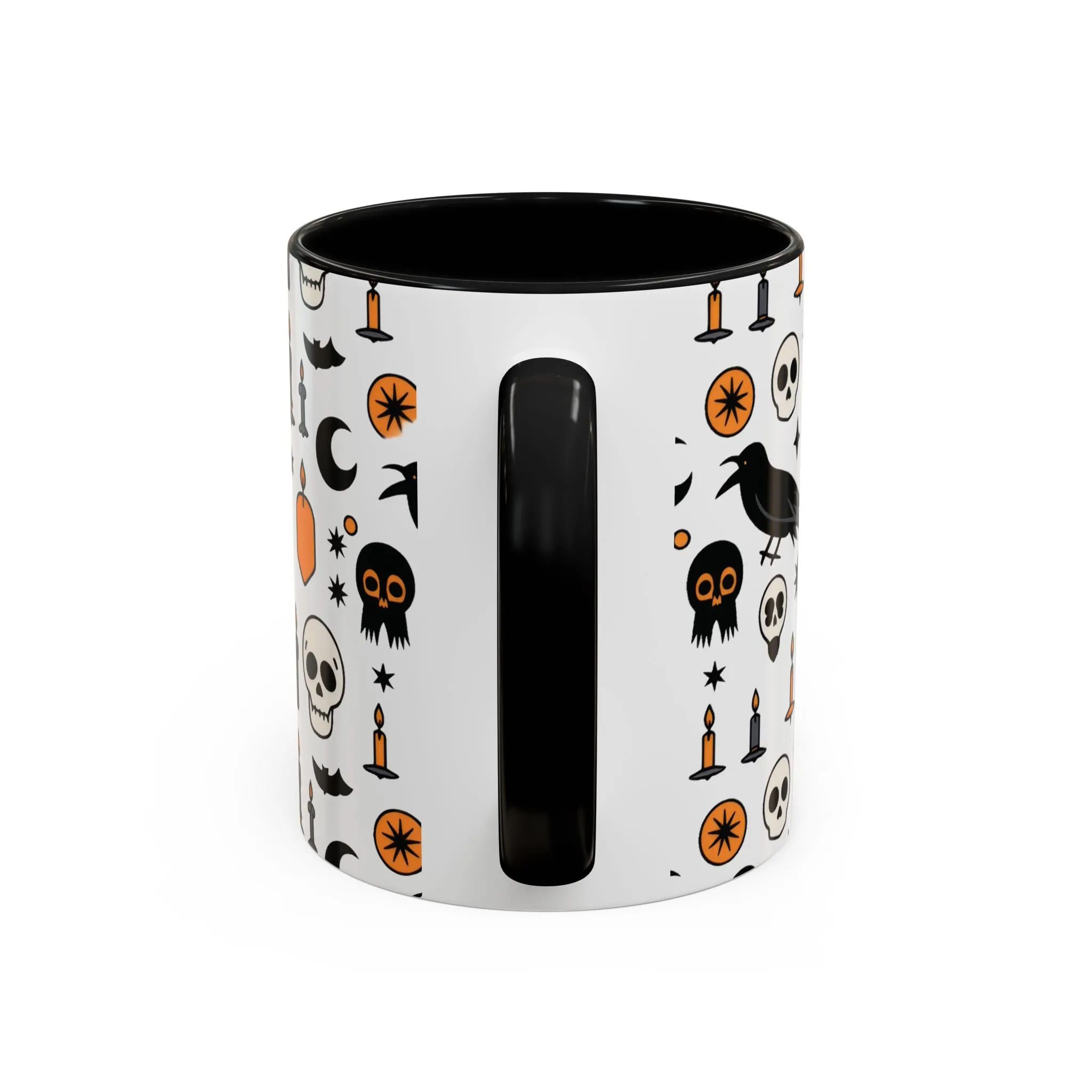Gothic Halloween Mug, Skull, Candle - Raven Pattern Coffee Cup, Dark Aesthetic Spooky Gift for Her or Him, Accent Coffee Mug (11, 15oz) - Image 4