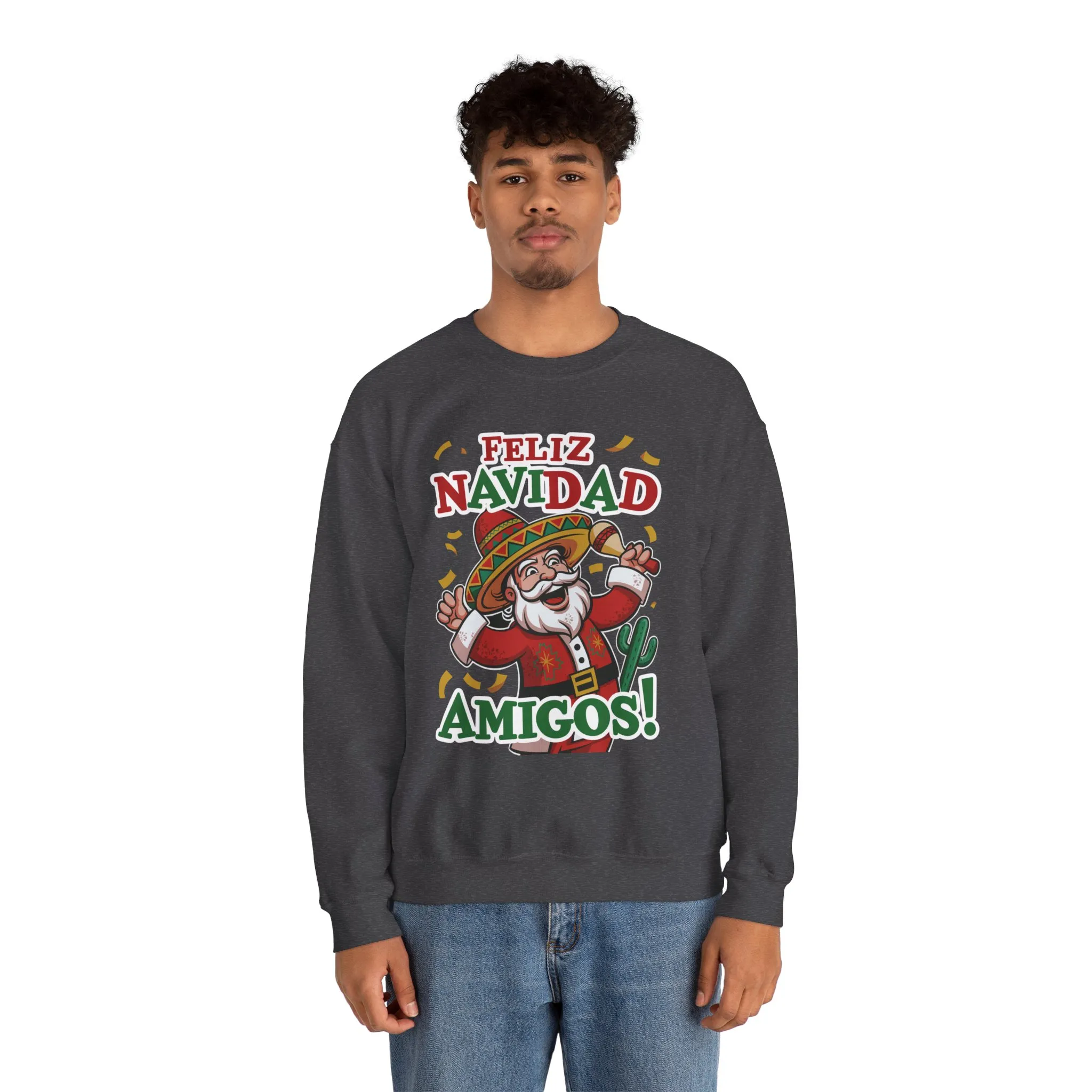 Feliz Navidad Amigos Sweatshirt, Funny Mexican Santa Christmas Jumper, Latin Holiday Fiesta Pullover - Image 17