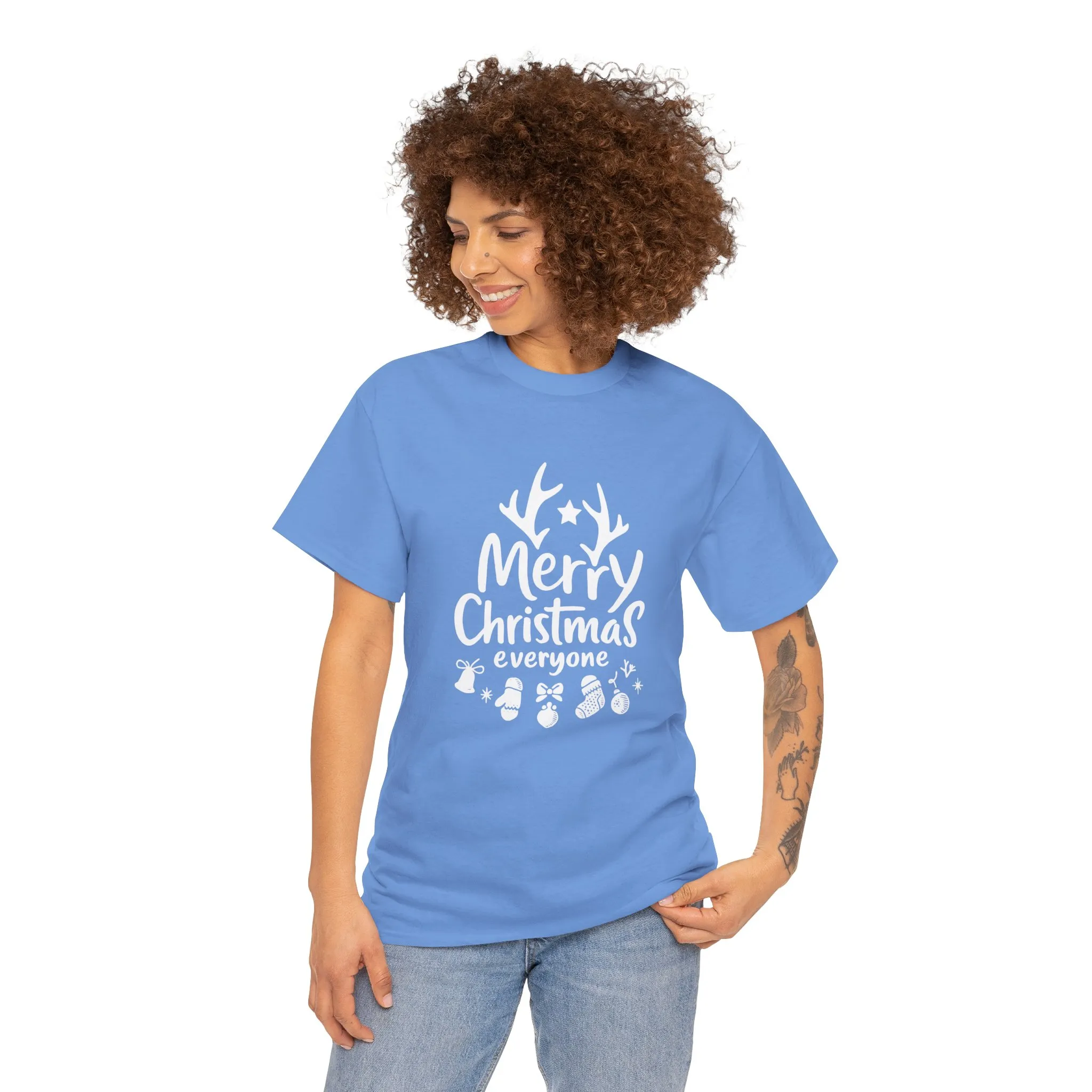 Merry Christmas Everyone Women's T-Shirt, Minimal Holiday Tee, Cute Christmas Gift Heavy Cotton Tee - Image 11