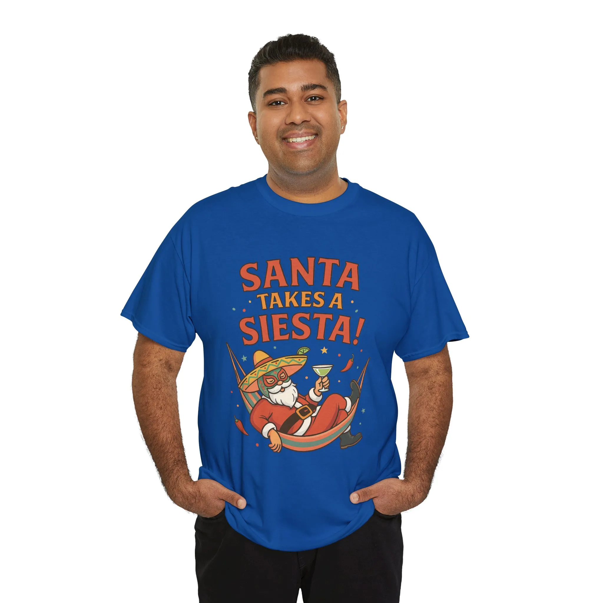 Santa Takes a Siesta Funny Christmas T-Shirt for Men, Mexican Santa Holiday Tee - Image 3