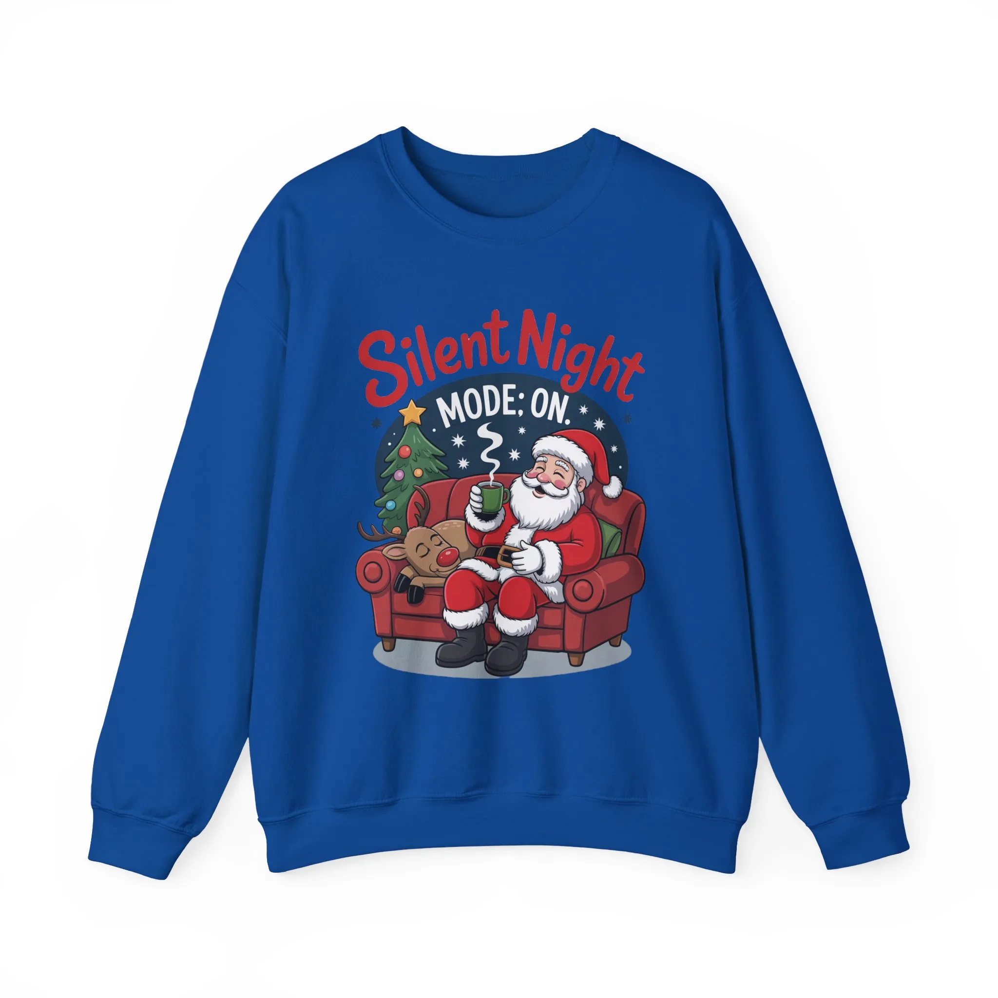 Silent Night Mode On Christmas Sweatshirt, Funny Relaxed Santa - Reindeer Sweater, Cozy Holiday Jumper for Women - Image 22