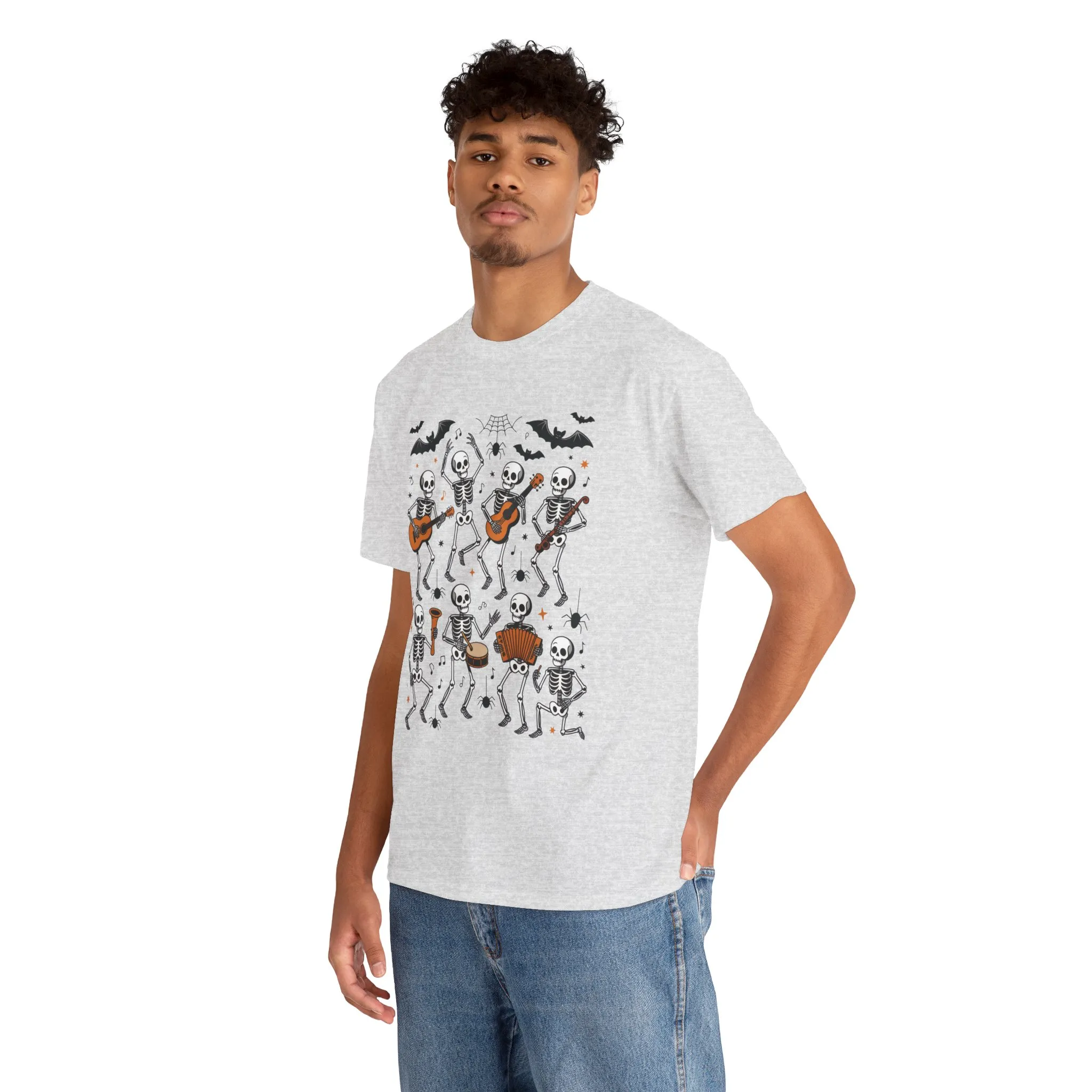 Dancing Skeleton Band Halloween T-Shirt for Men, Funny Spooky Music Tee, Rock and Roll Skeleton Shirt, Cool Halloween Party Outfit - Image 7