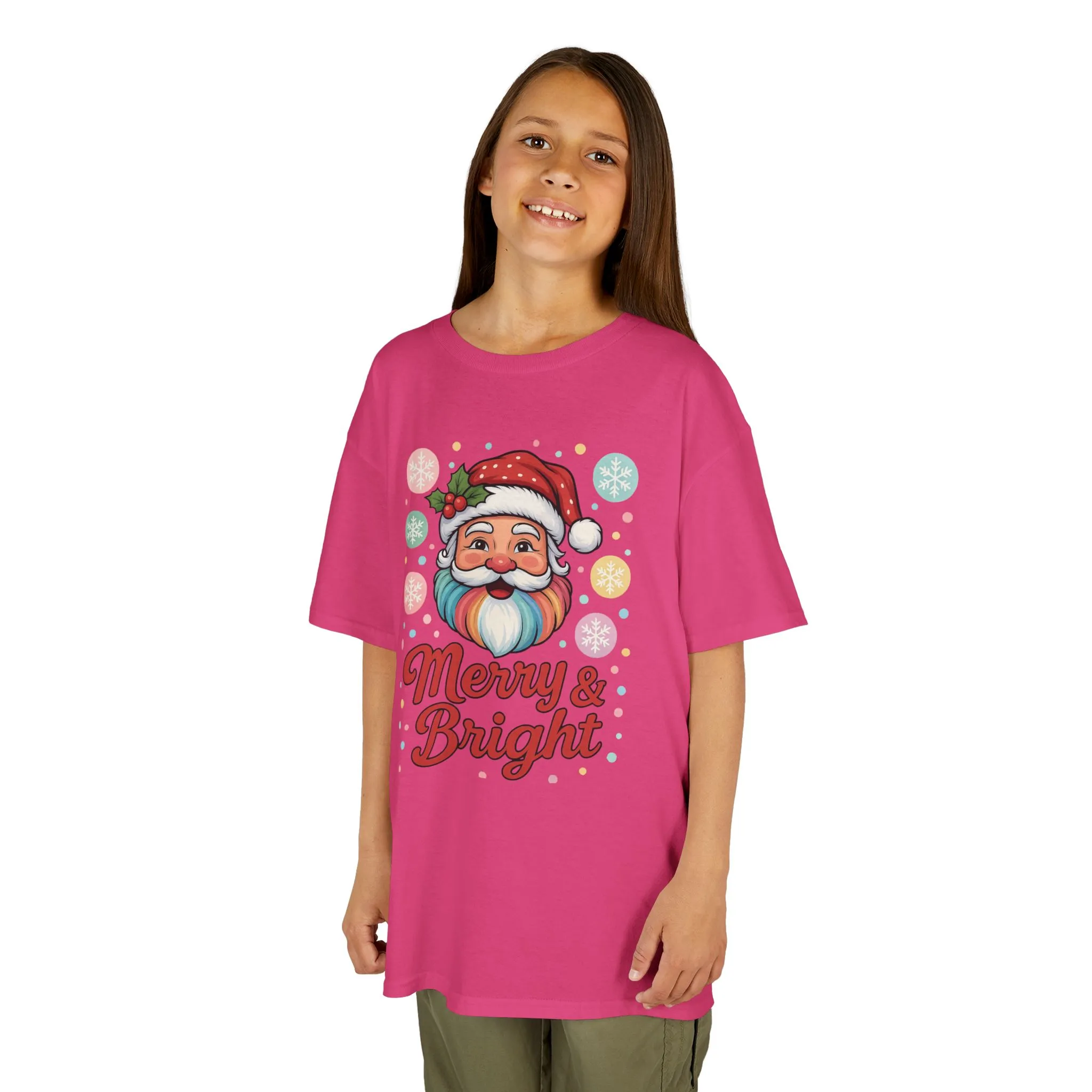 Kids Merry - Bright Santa Christmas T-Shirt, Cute Pastel Holiday Tee, Colorful Santa Shirt for Girls - Image 16