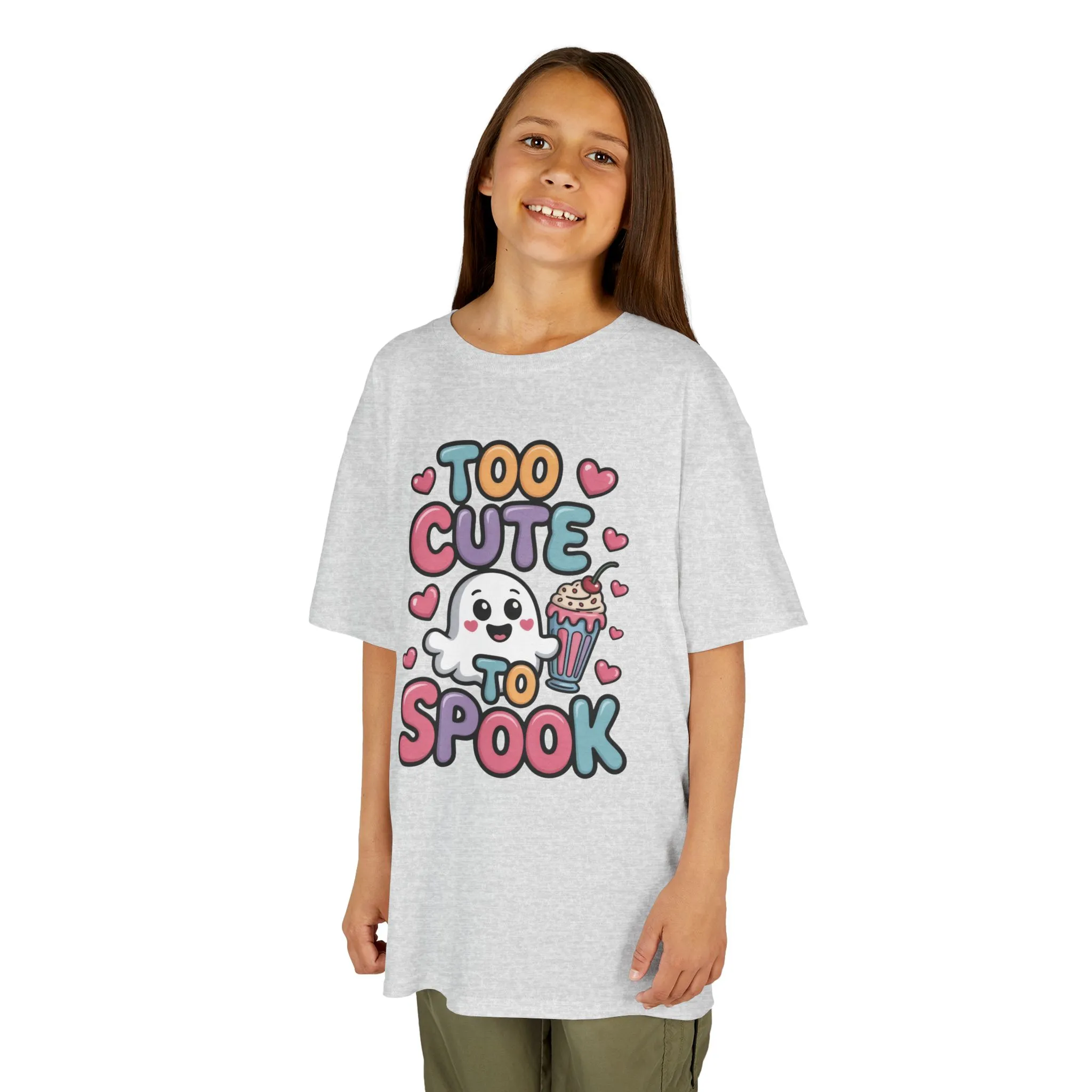 Kids Too Cute To Spook T-Shirt, Cute Ghost Milkshake Shirt, Kawaii Halloween Tee for Boys & Girls - Image 4