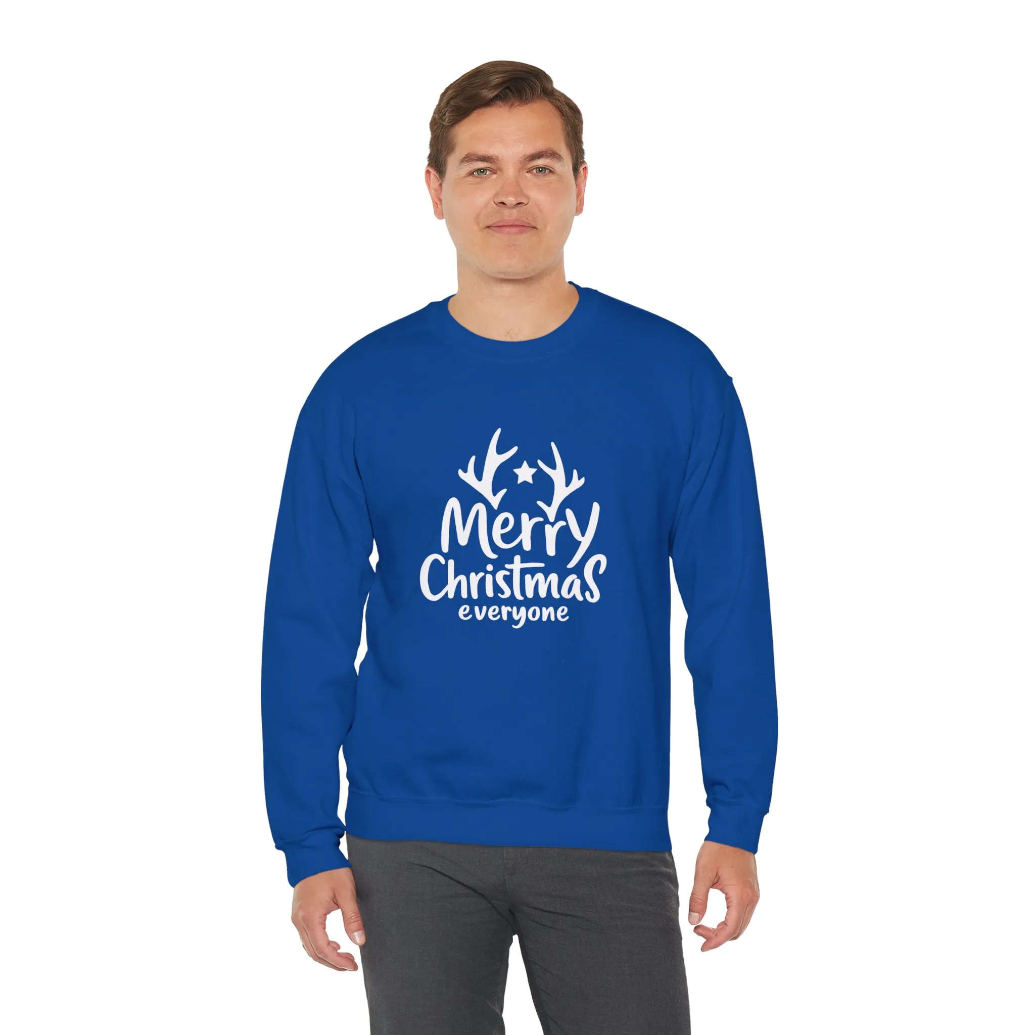 Merry Christmas Everyone Men's Sweatshirt, Classic Holiday Pullover, Minimal Winter Style Crewneck Sweatshirt - Image 15