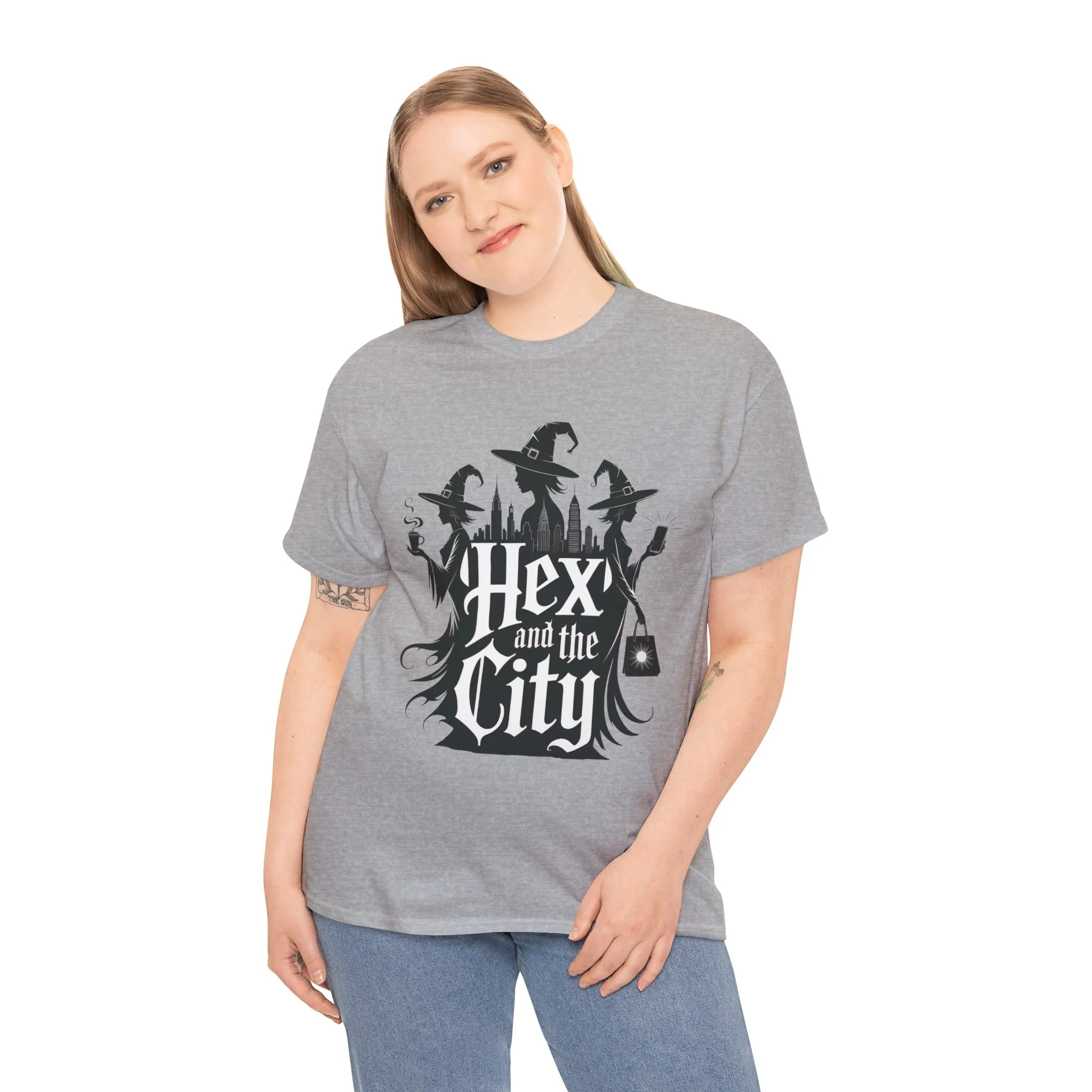 Women's Hex and the City Witch Shirt, Gothic Witches New York Skyline Halloween T-Shirt for Women - Image 6
