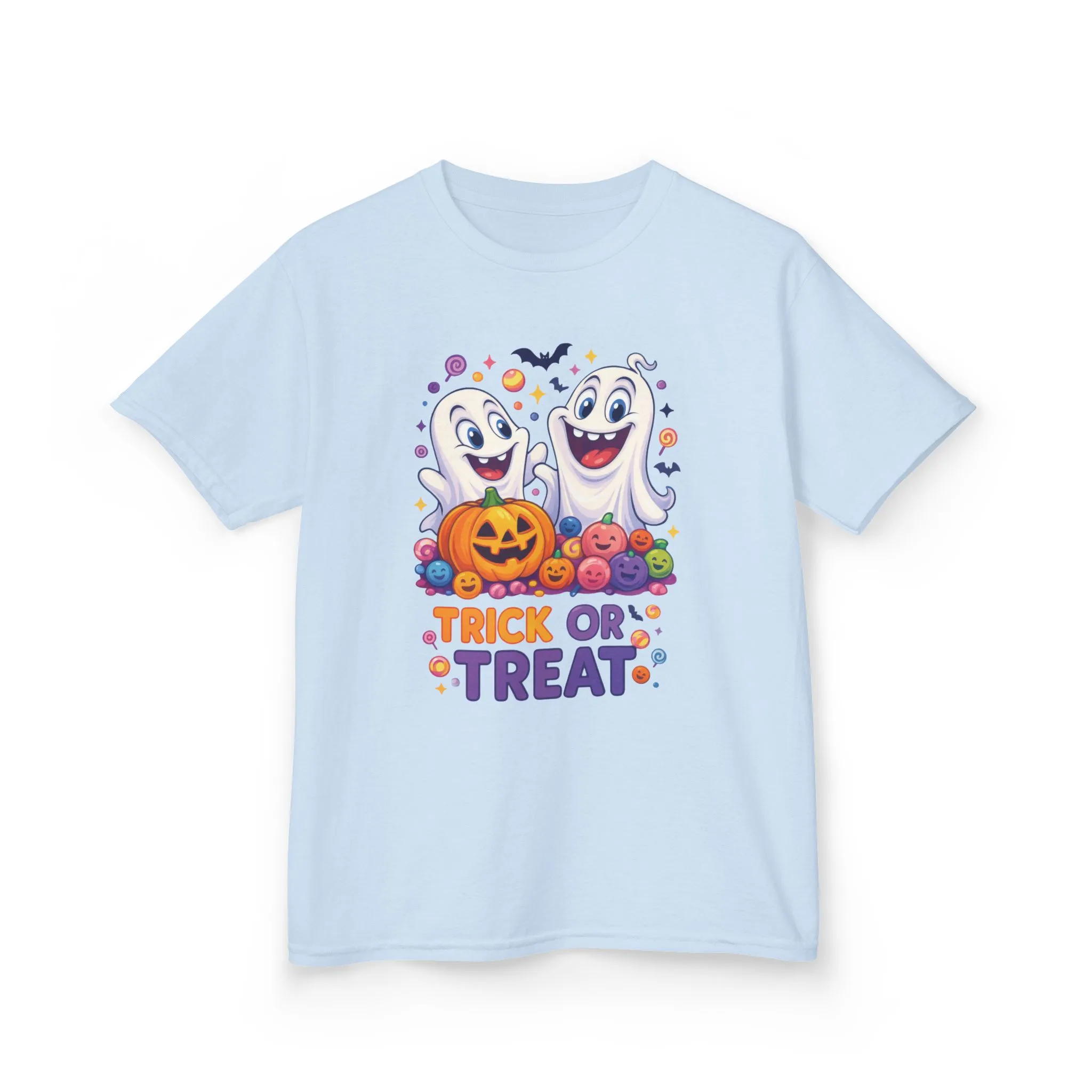 Trick or Treat Kids Halloween T-Shirt, Cute Ghosts Pumpkin Design, Fun Spooky Tee for Boys Girls - Image 10